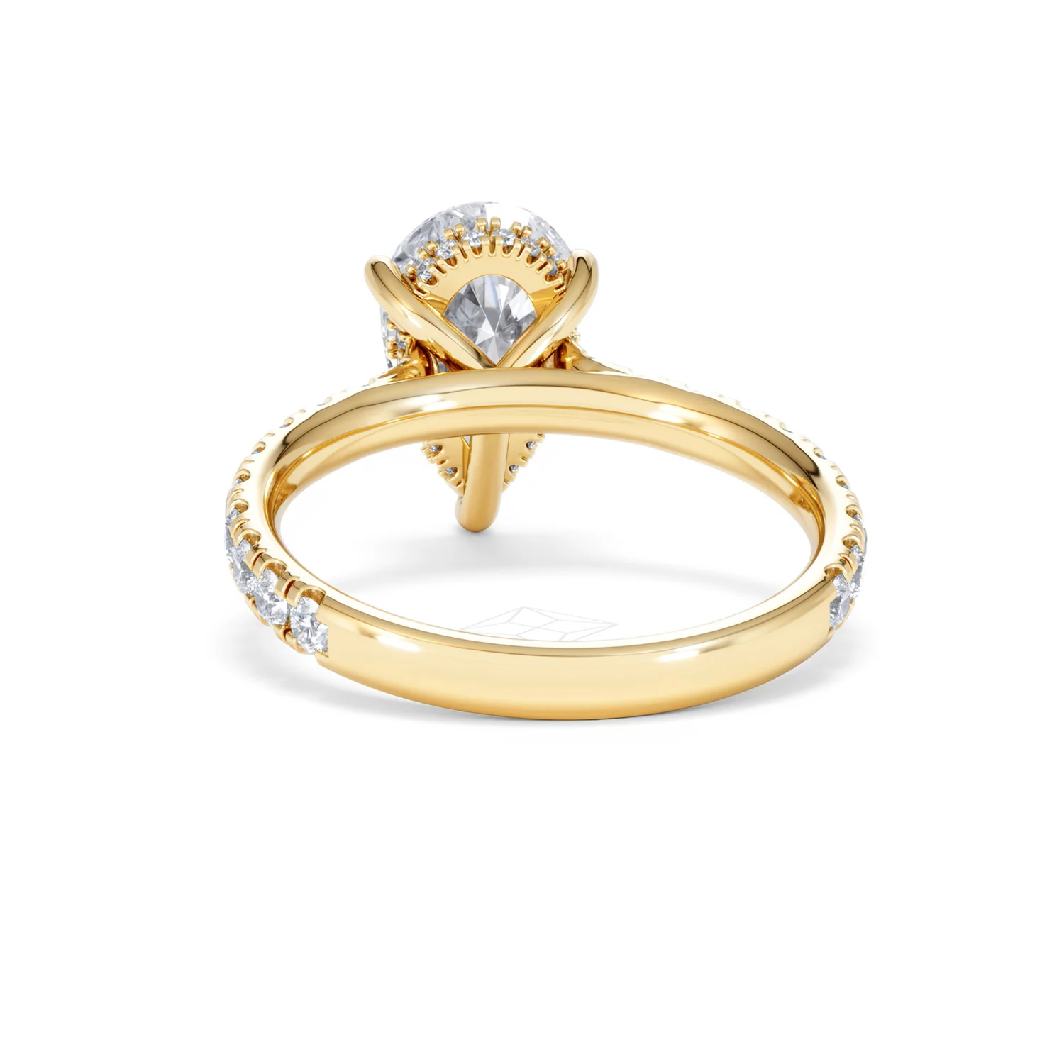 Amora Pear 2.55ct Hidden Halo Lab Diamond Engagement Ring With Side Stones Set in 18K Gold - Image 51