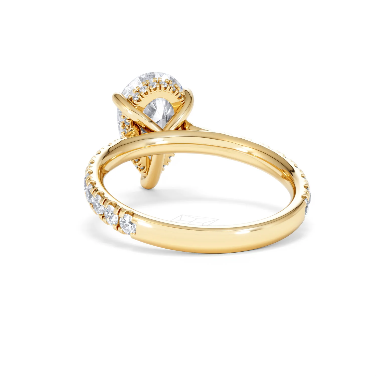 Amora Pear 2.55ct Hidden Halo Lab Diamond Engagement Ring With Side Stones Set in 18K Gold - Image 53