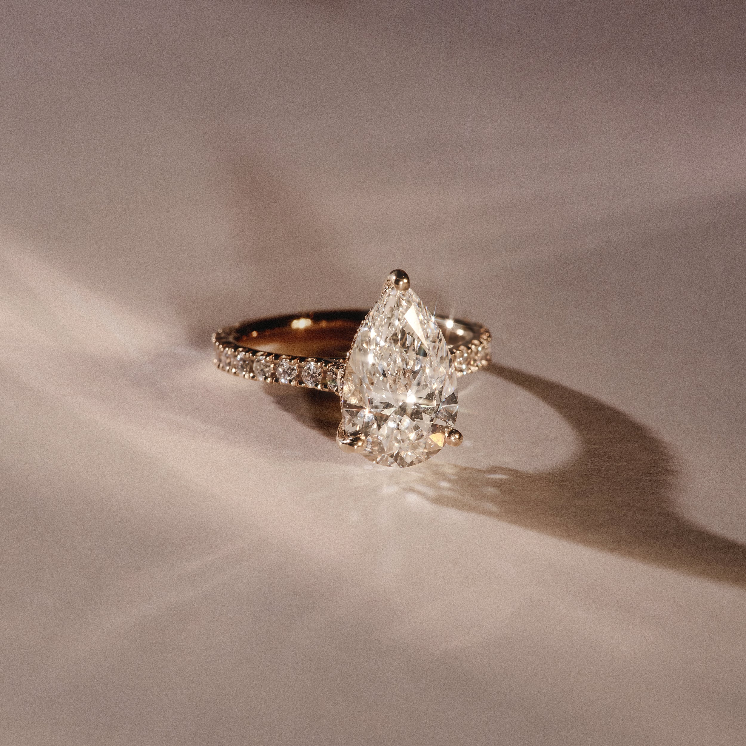 Amora Pear 2.55ct Hidden Halo Lab Diamond Engagement Ring With Side Stones Set in 18K Gold - Image 6