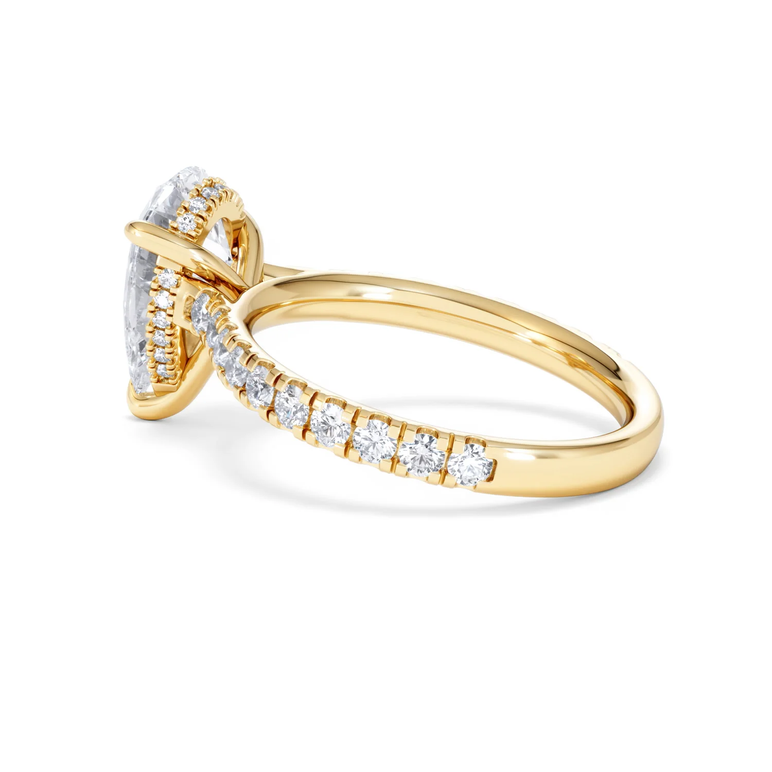 Amora Pear 2.55ct Hidden Halo Lab Diamond Engagement Ring With Side Stones Set in 18K Gold - Image 63