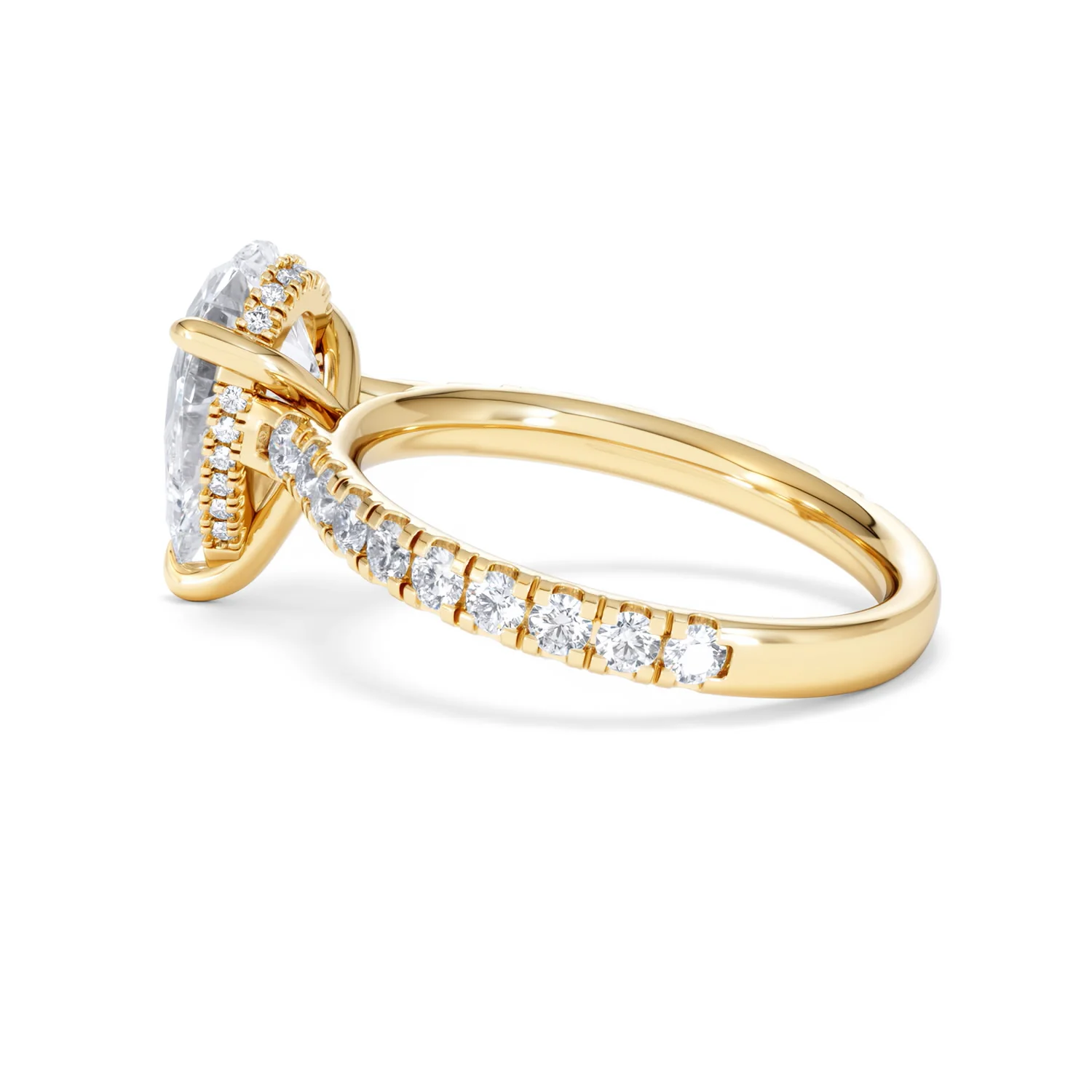 Amora Pear 2.55ct Hidden Halo Lab Diamond Engagement Ring With Side Stones Set in 18K Gold - Image 64