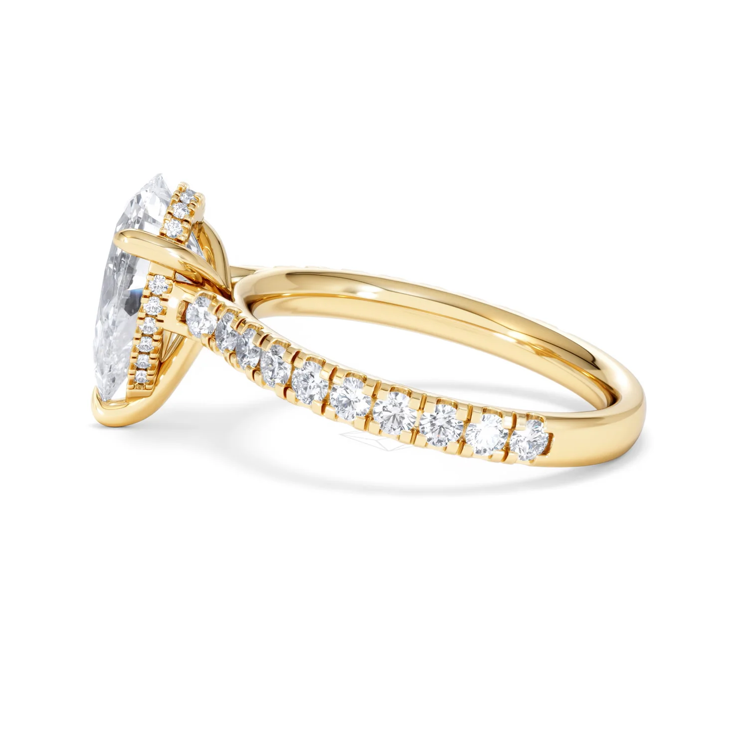 Amora Pear 2.55ct Hidden Halo Lab Diamond Engagement Ring With Side Stones Set in 18K Gold - Image 67