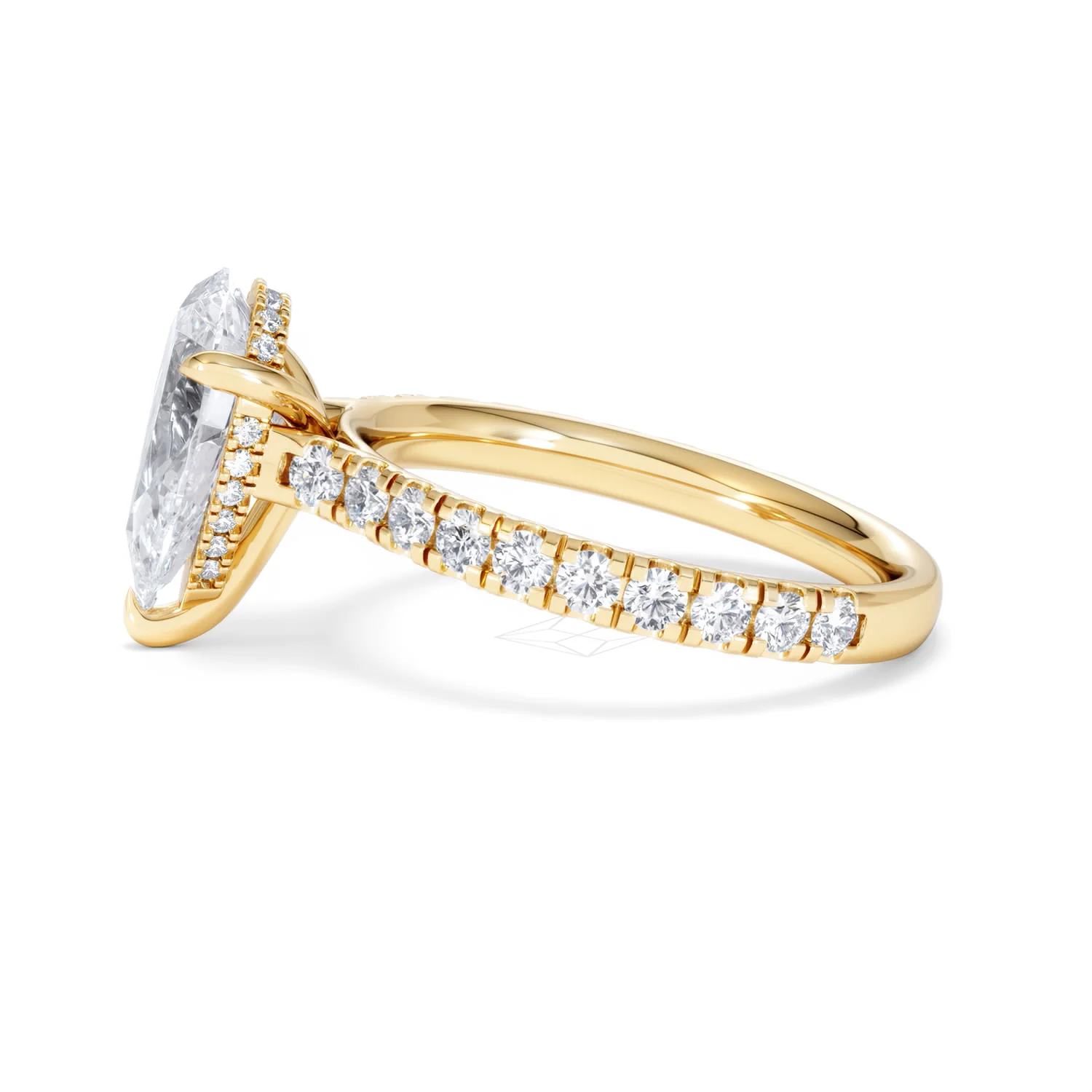 Amora Pear 2.55ct Hidden Halo Lab Diamond Engagement Ring With Side Stones Set in 18K Gold - Image 70