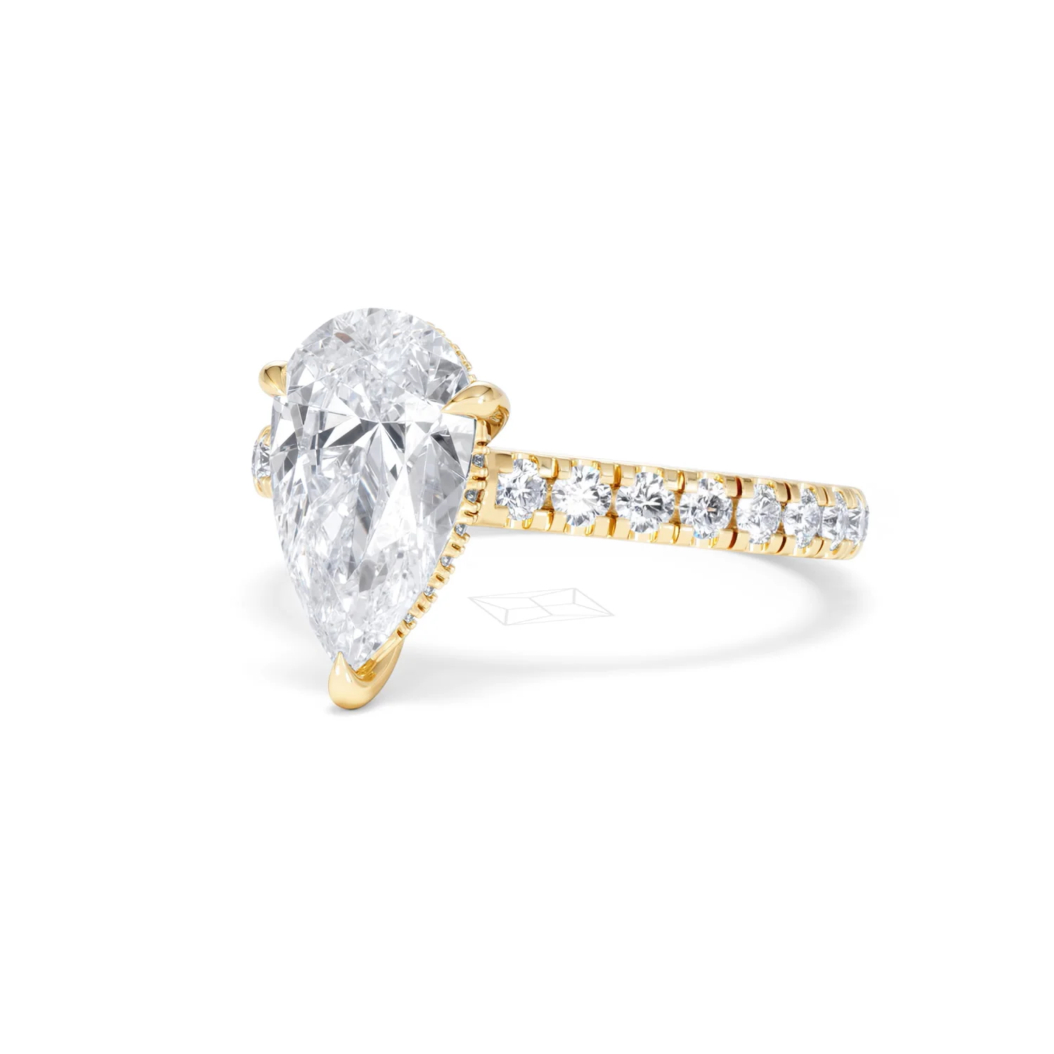 Amora Pear 2.55ct Hidden Halo Lab Diamond Engagement Ring With Side Stones Set in 18K Gold - Image 83