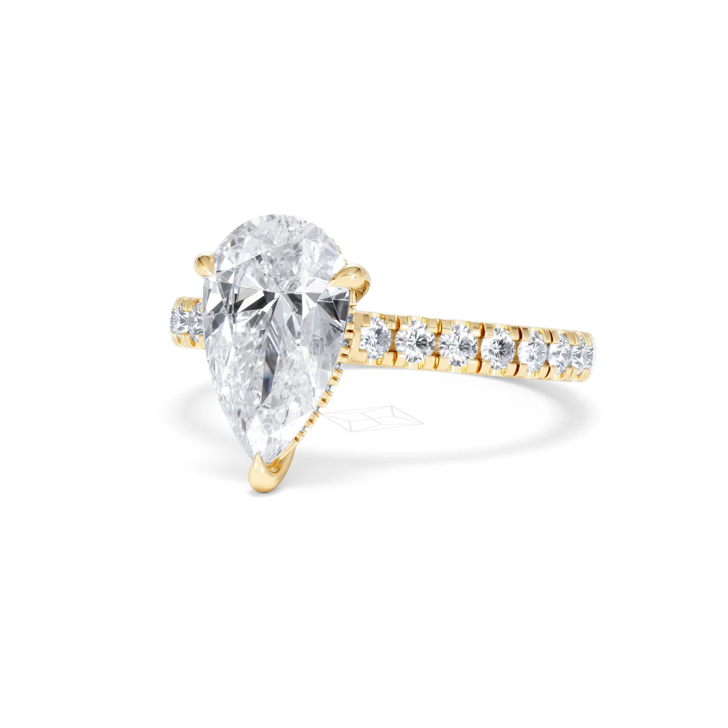 Amora Pear 2.55ct Hidden Halo Lab Diamond Engagement Ring With Side Stones Set in 18K Gold - Image 84