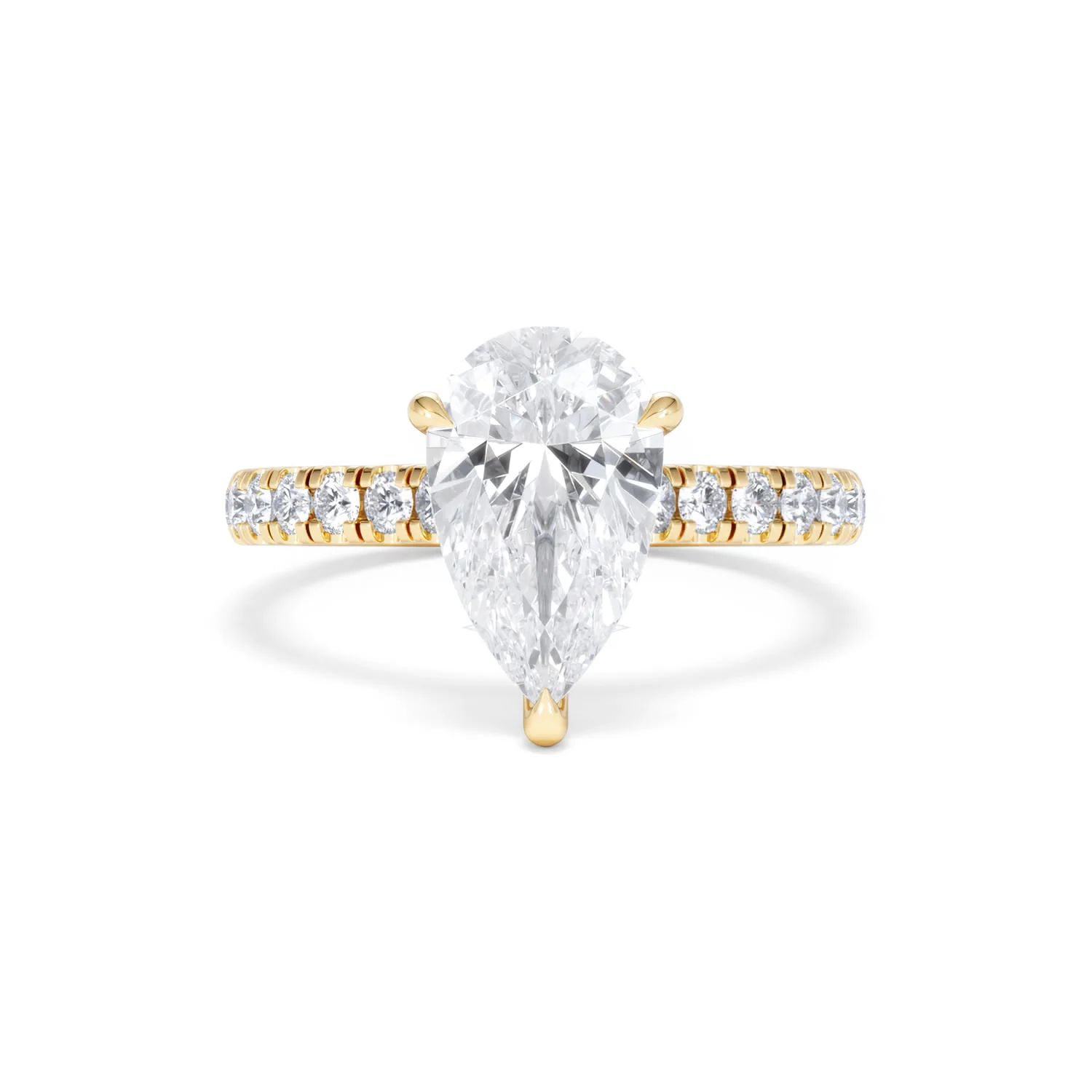 Amora Pear 2.55ct Hidden Halo Lab Diamond Engagement Ring With Side Stones Set in 18K Gold - Image 9