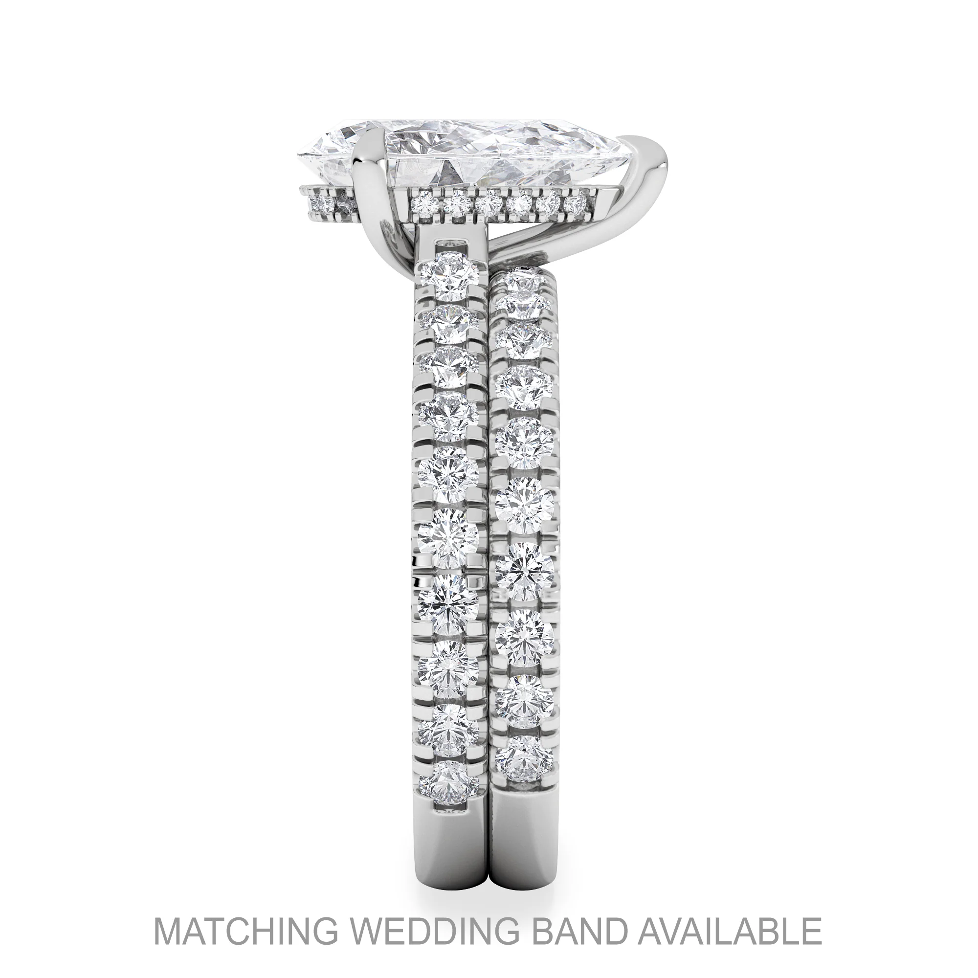 Amora Pear 2.55ct Hidden Halo Lab Diamond Engagement Ring With Side Stones Set in 18K Platinum - Image 5