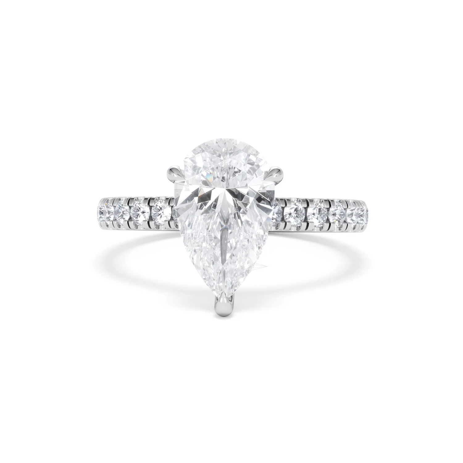 Amora Pear 2.55ct Hidden Halo Lab Diamond Engagement Ring With Side Stones Set in 18K Platinum - Image 87