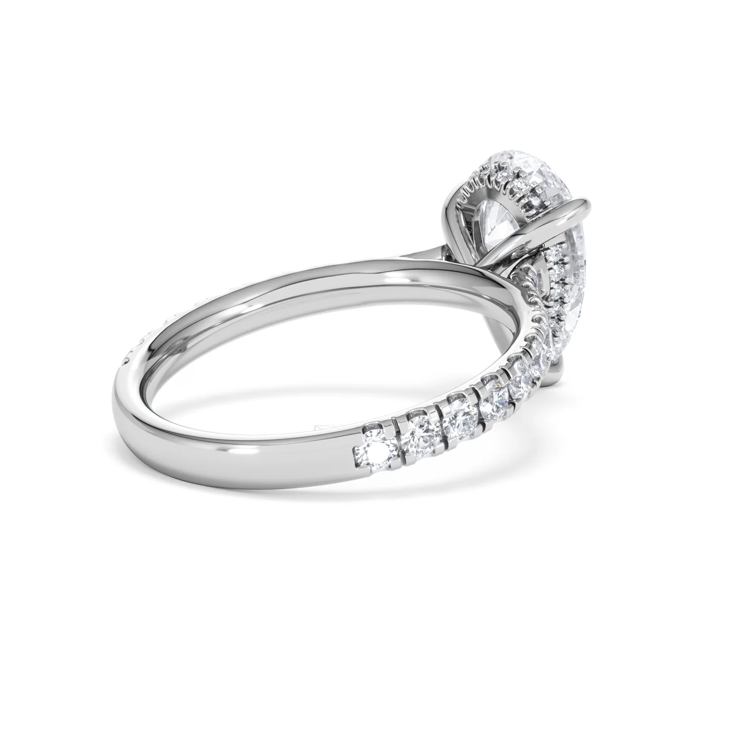 Amora Pear 2.55ct Hidden Halo Lab Diamond Engagement Ring With Side Stones Set in 18K White Gold - Image 38