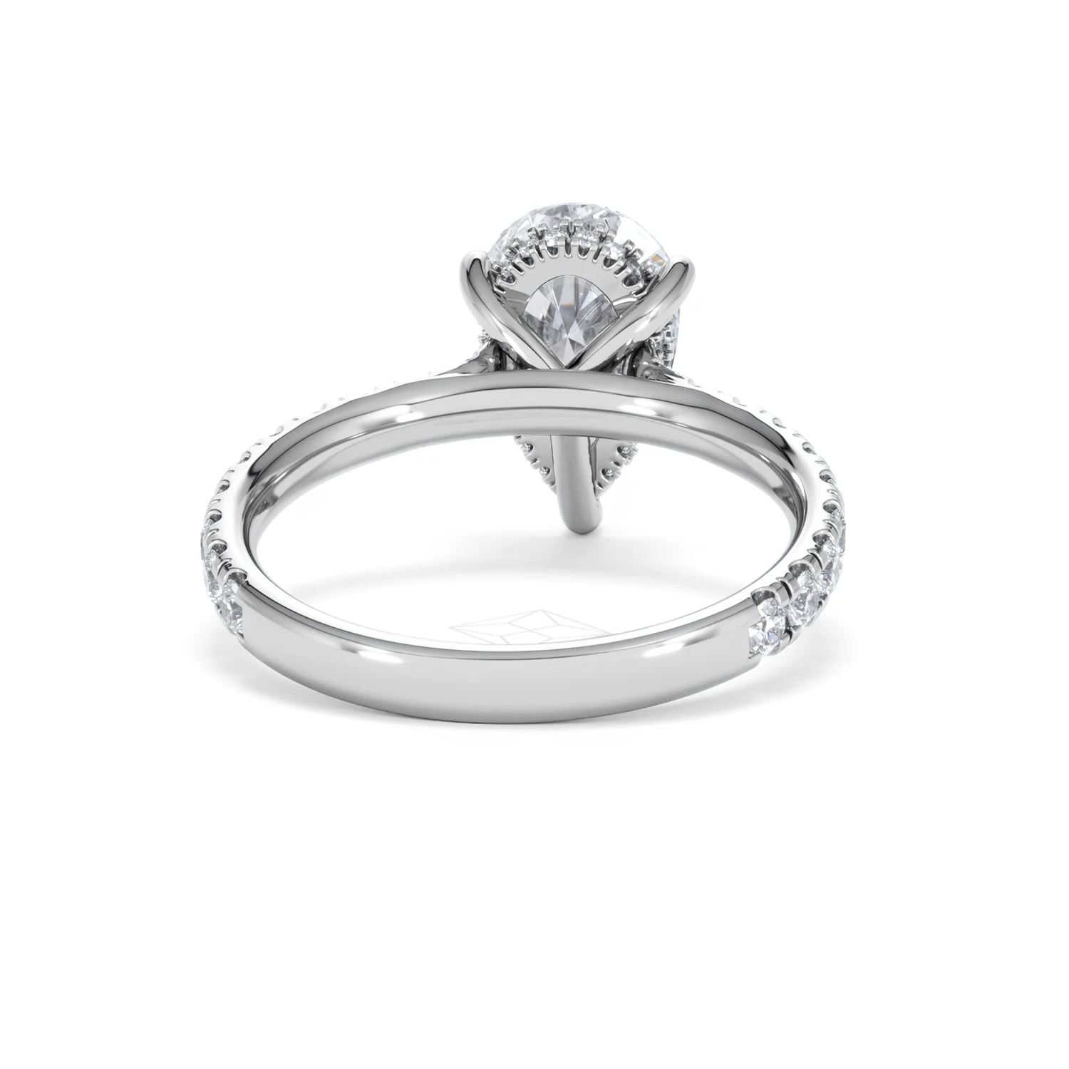 Amora Pear 2.55ct Hidden Halo Lab Diamond Engagement Ring With Side Stones Set in 18K White Gold - Image 46
