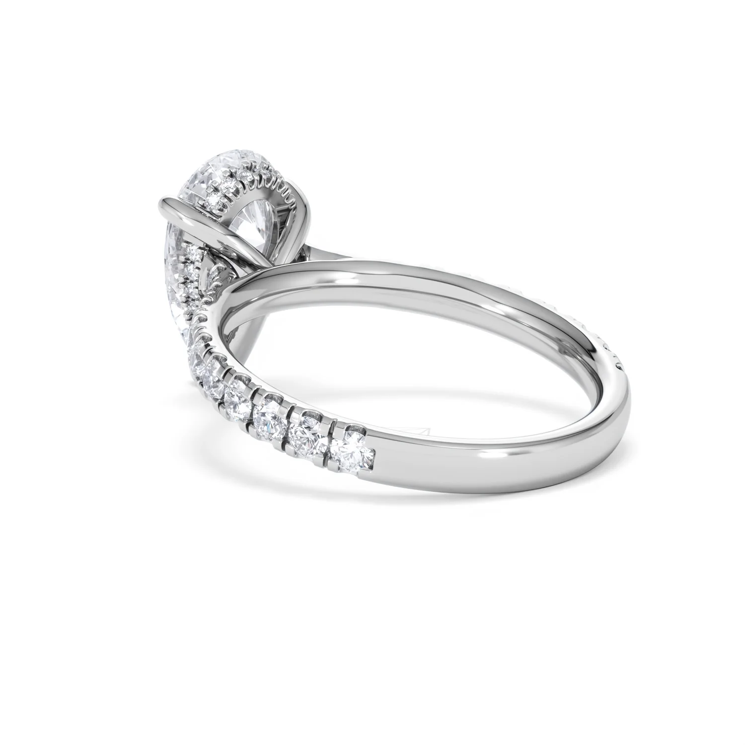 Amora Pear 2.55ct Hidden Halo Lab Diamond Engagement Ring With Side Stones Set in 18K White Gold - Image 57