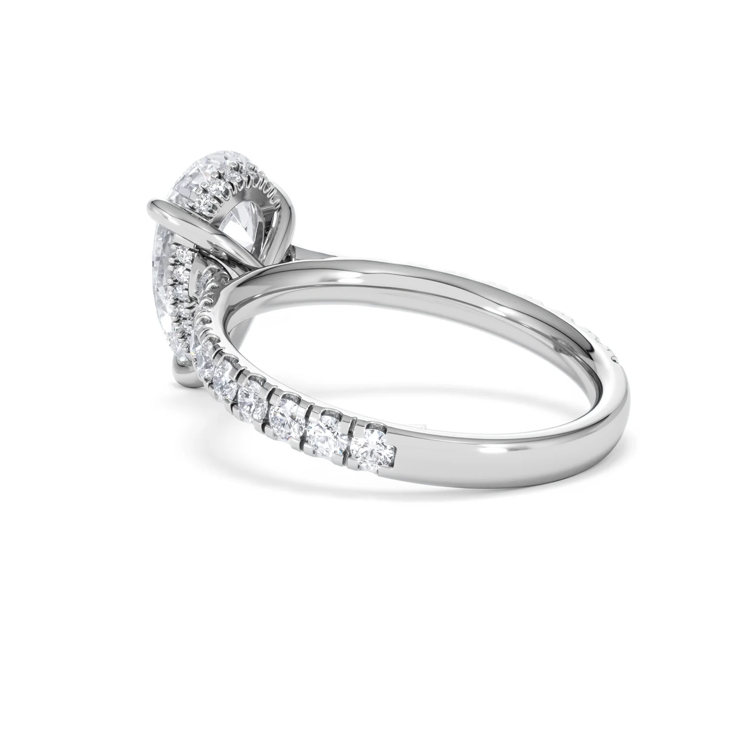 Amora Pear 2.55ct Hidden Halo Lab Diamond Engagement Ring With Side Stones Set in 18K White Gold - Image 58