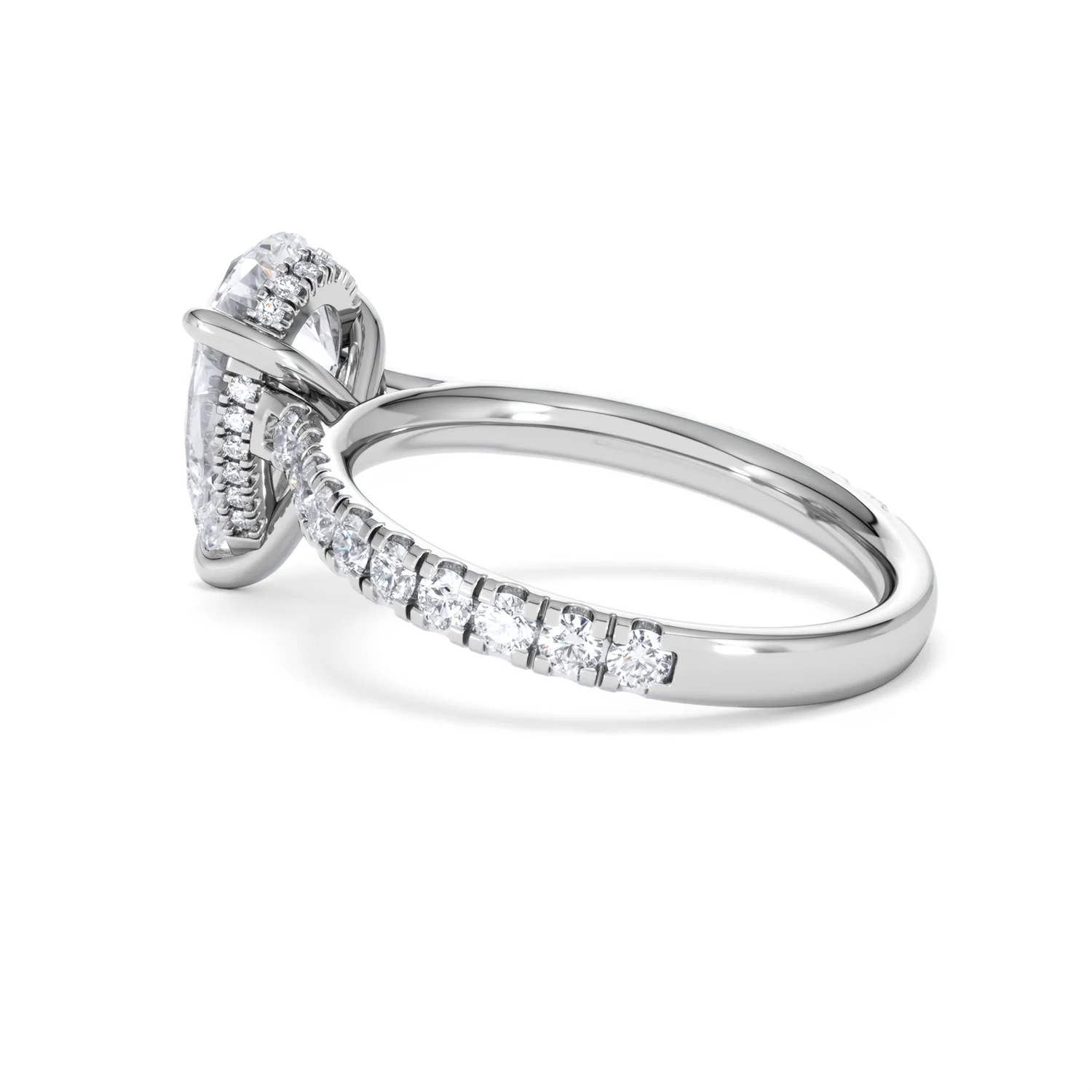 Amora Pear 2.55ct Hidden Halo Lab Diamond Engagement Ring With Side Stones Set in 18K White Gold - Image 61