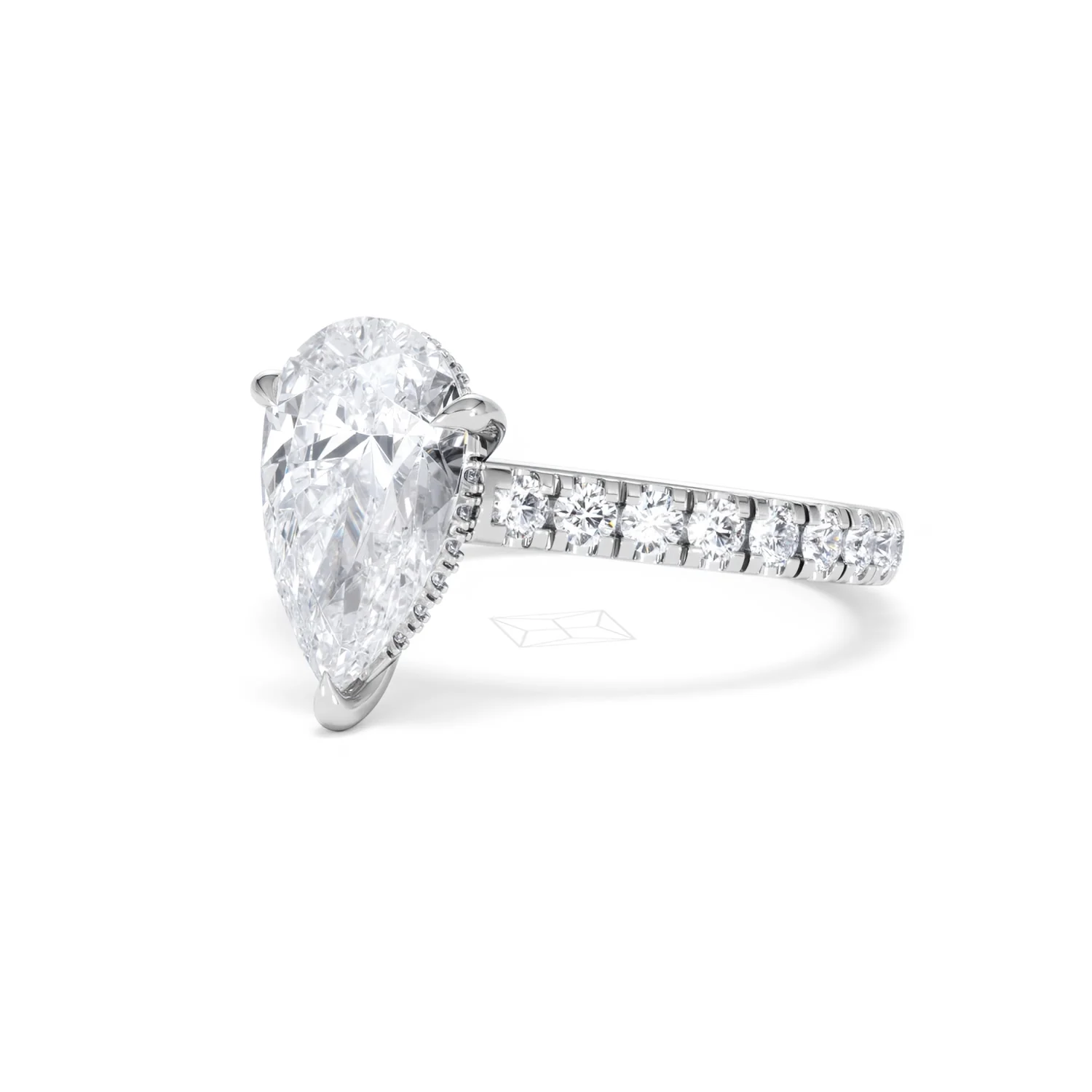 Amora Pear 2.55ct Hidden Halo Lab Diamond Engagement Ring With Side Stones Set in 18K White Gold - Image 81