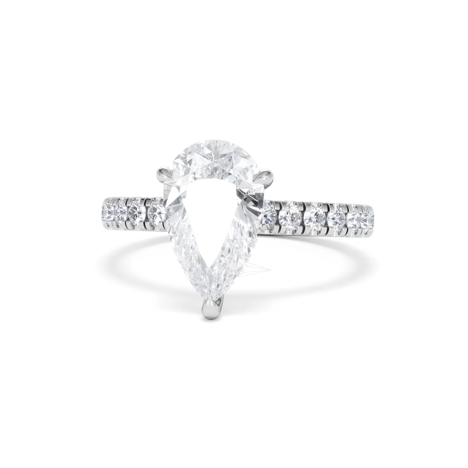 Amora Pear 2.55ct Hidden Halo Lab Diamond Engagement Ring With Side Stones Set in 18K White Gold - Image 86