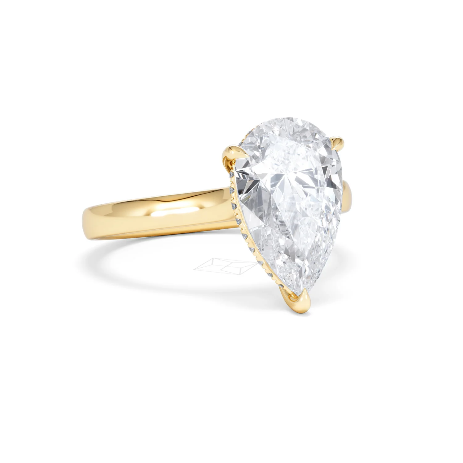Amora Pear 3.11ct Hidden Halo Lab Diamond Engagement Ring G/VS Set in 18K Gold - Image 13