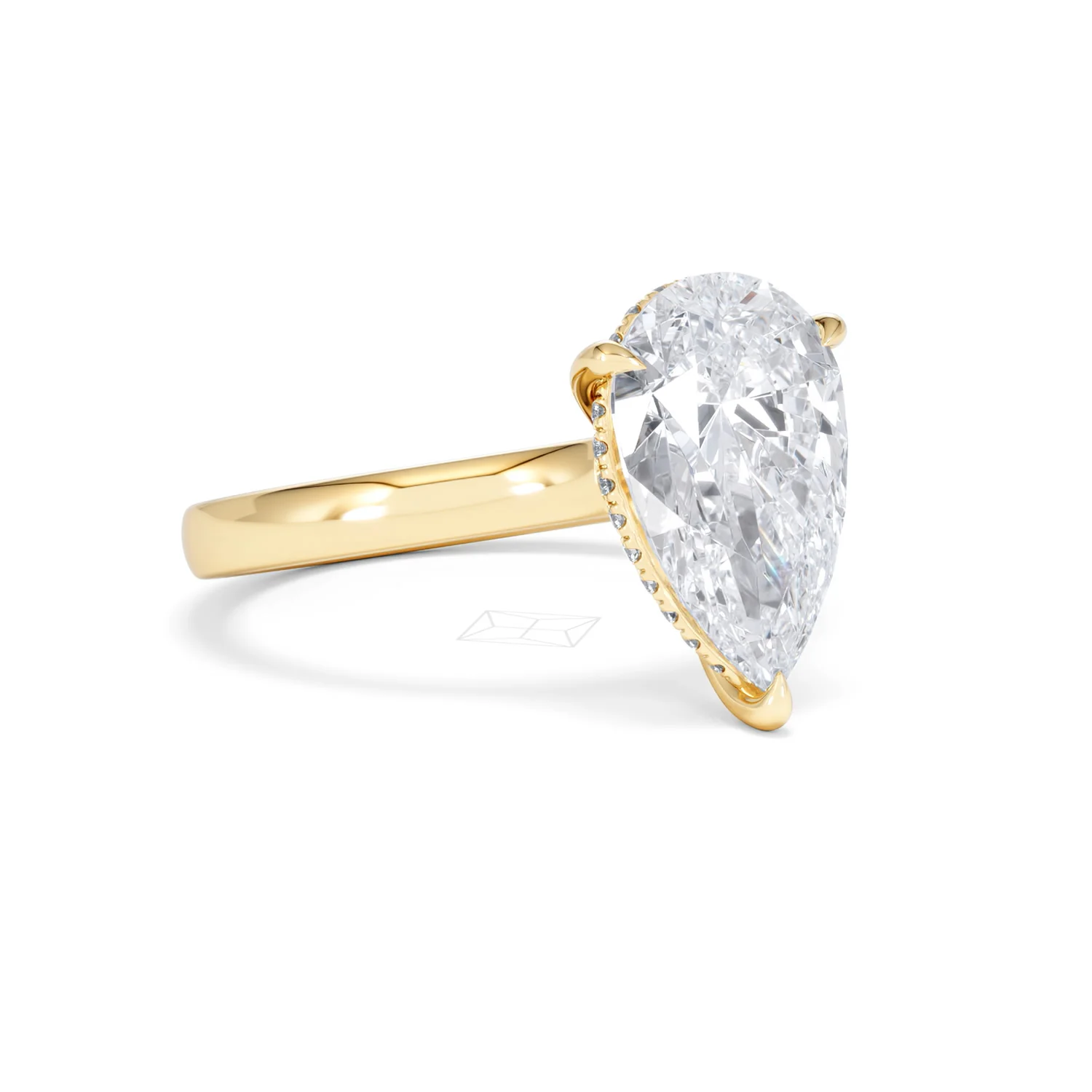 Amora Pear 3.11ct Hidden Halo Lab Diamond Engagement Ring G/VS Set in 18K Gold - Image 15