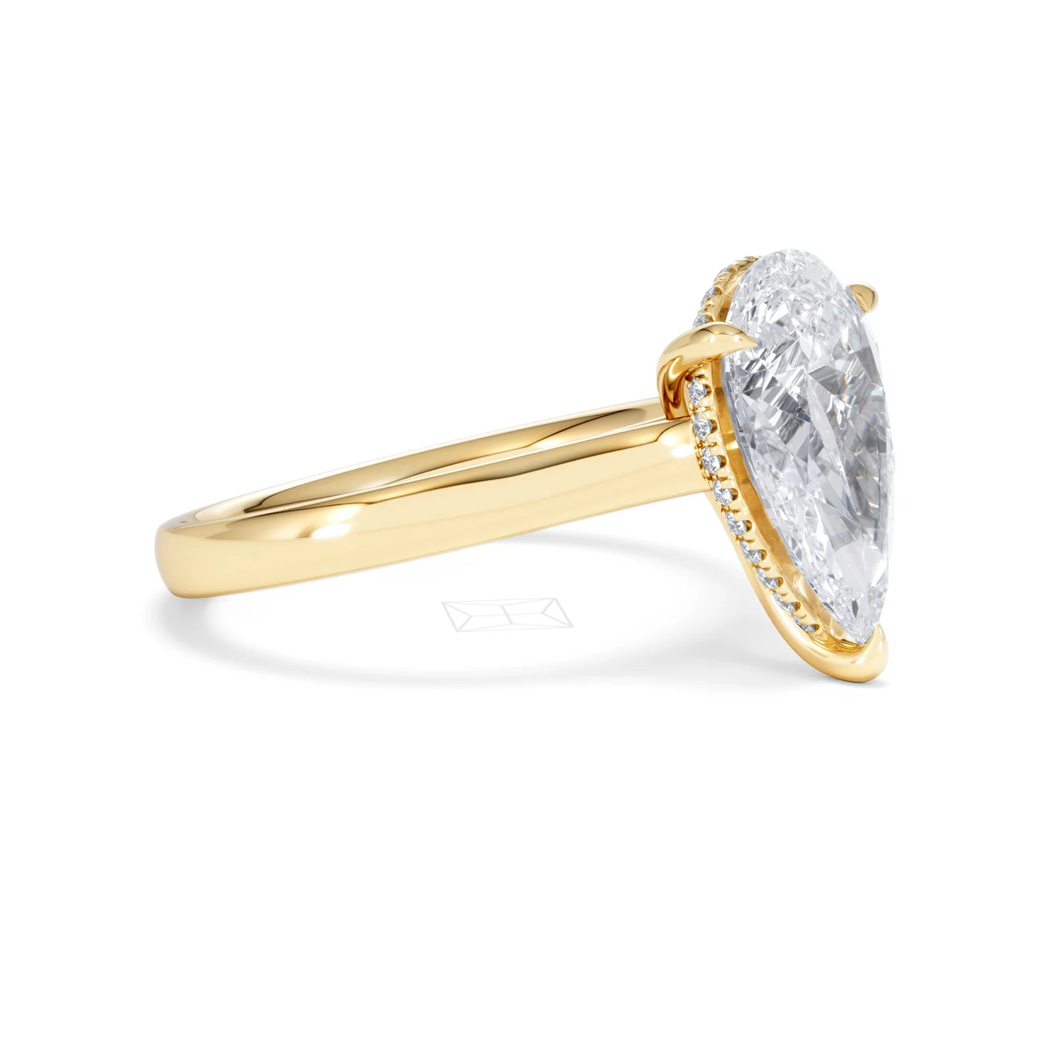 Amora Pear 3.11ct Hidden Halo Lab Diamond Engagement Ring G/VS Set in 18K Gold - Image 20