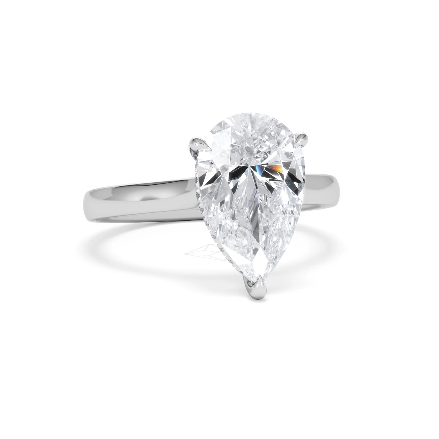 Amora Pear 3.11ct Hidden Halo Lab Diamond Engagement Ring G/VS Set in 18K White Gold - Image 11