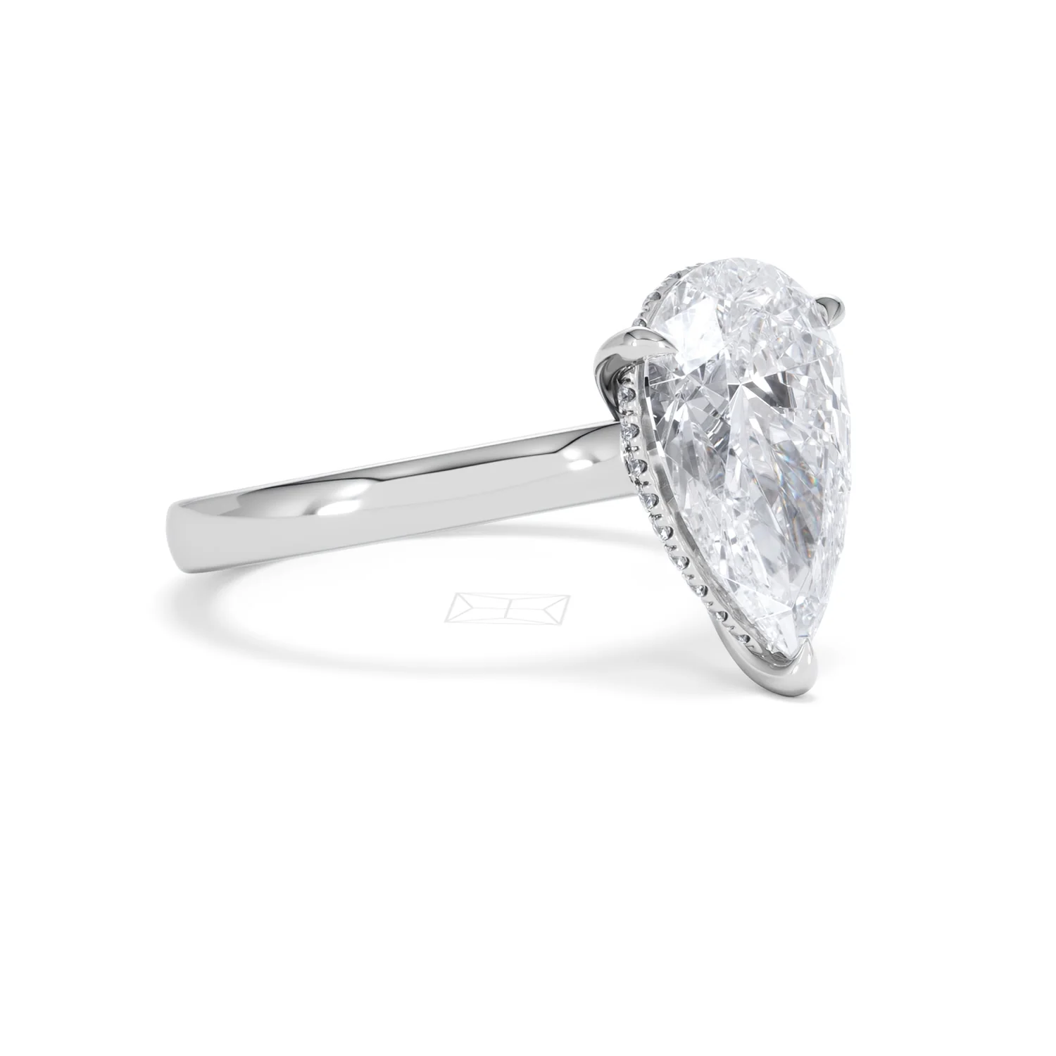 Amora Pear 3.11ct Hidden Halo Lab Diamond Engagement Ring G/VS Set in 18K White Gold - Image 17