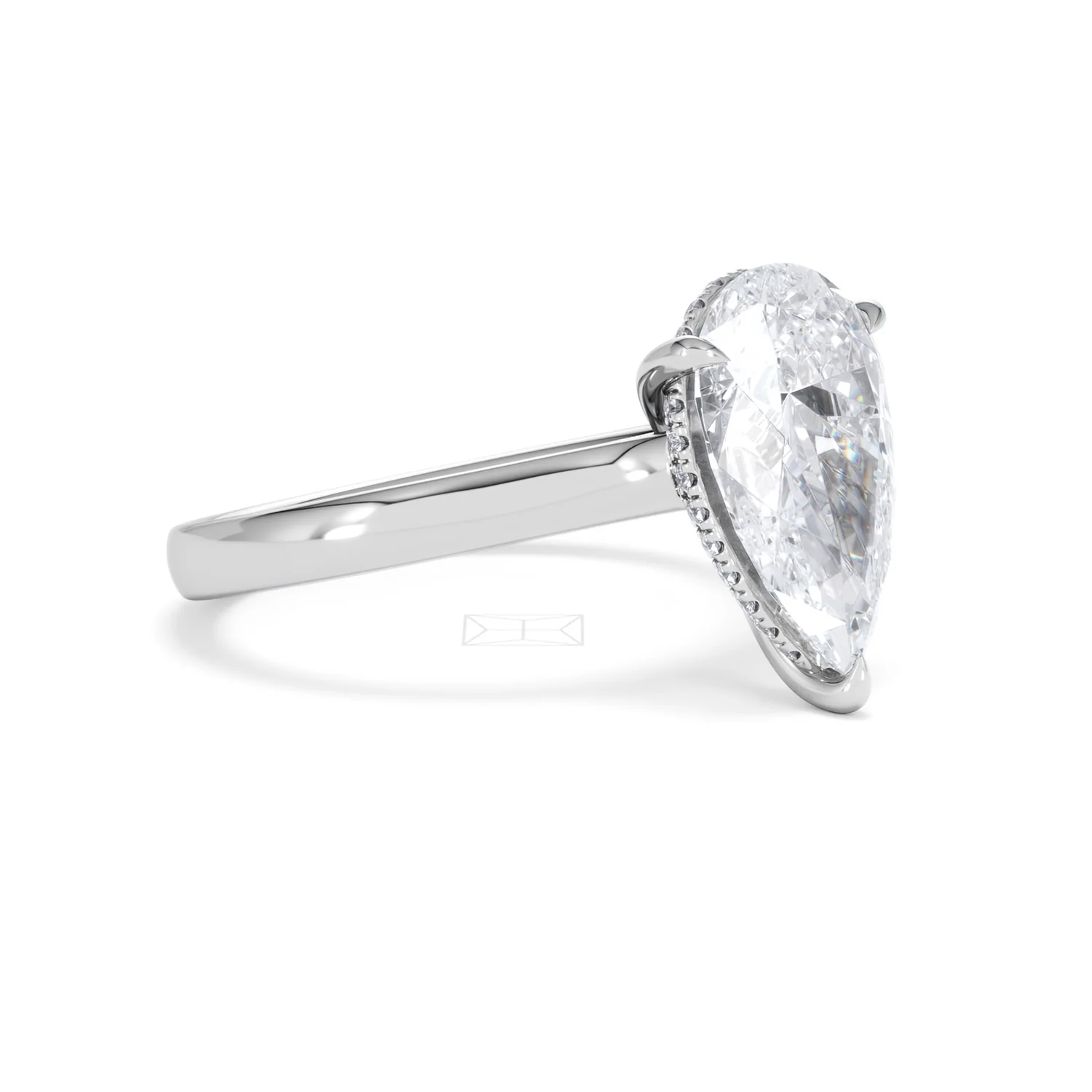 Amora Pear 3.11ct Hidden Halo Lab Diamond Engagement Ring G/VS Set in 18K White Gold - Image 18