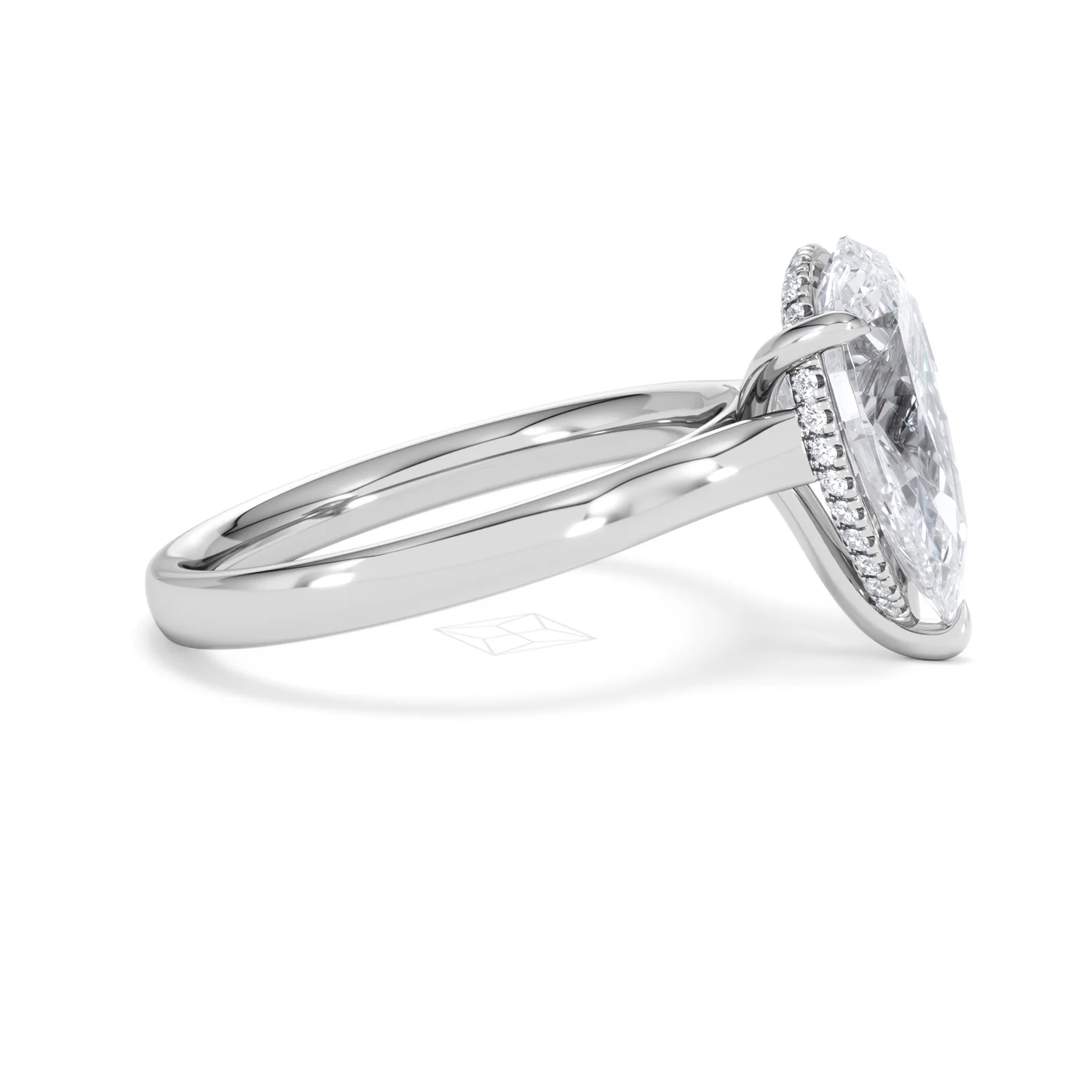 Amora Pear 3.11ct Hidden Halo Lab Diamond Engagement Ring G/VS Set in 18K White Gold - Image 25