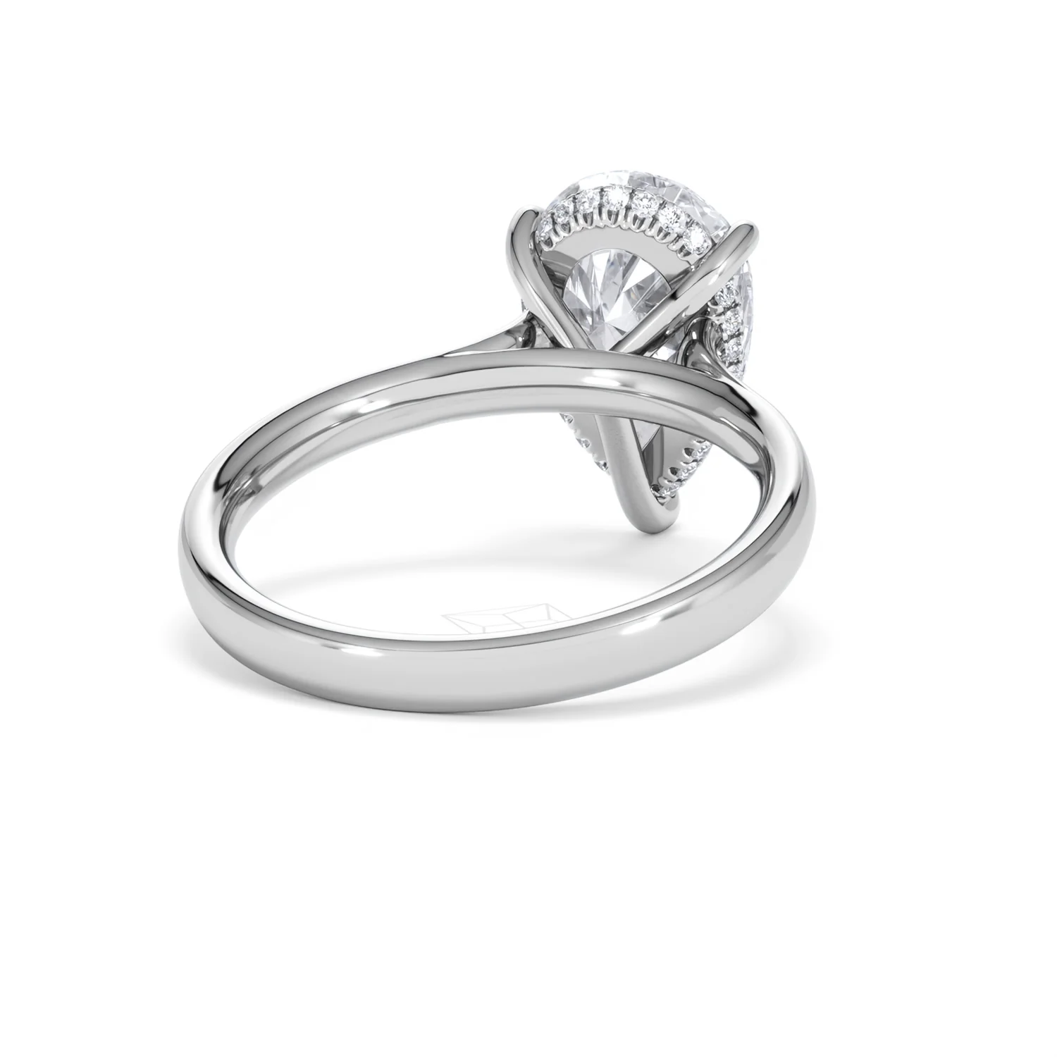 Amora Pear 3.11ct Hidden Halo Lab Diamond Engagement Ring G/VS Set in 18K White Gold - Image 43