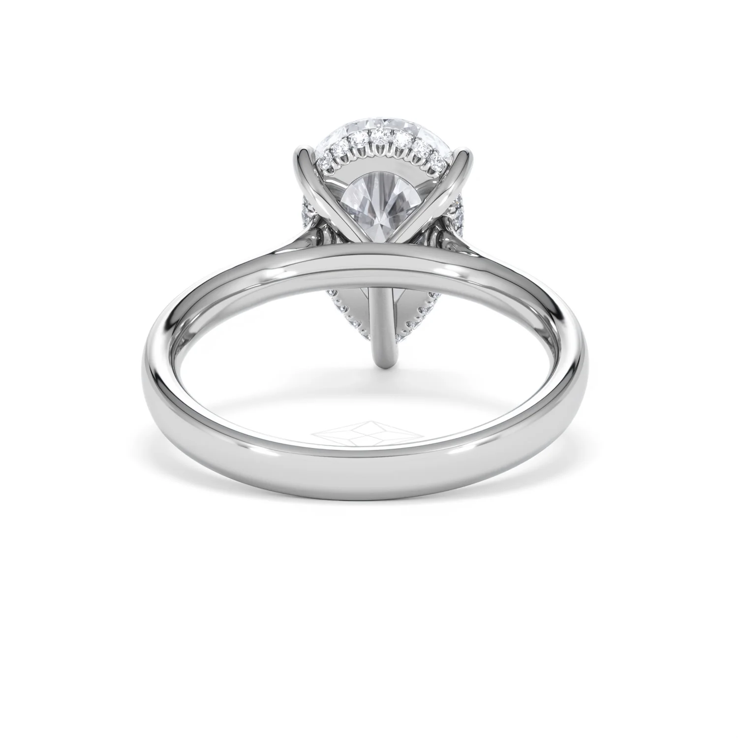 Amora Pear 3.11ct Hidden Halo Lab Diamond Engagement Ring G/VS Set in 18K White Gold - Image 47