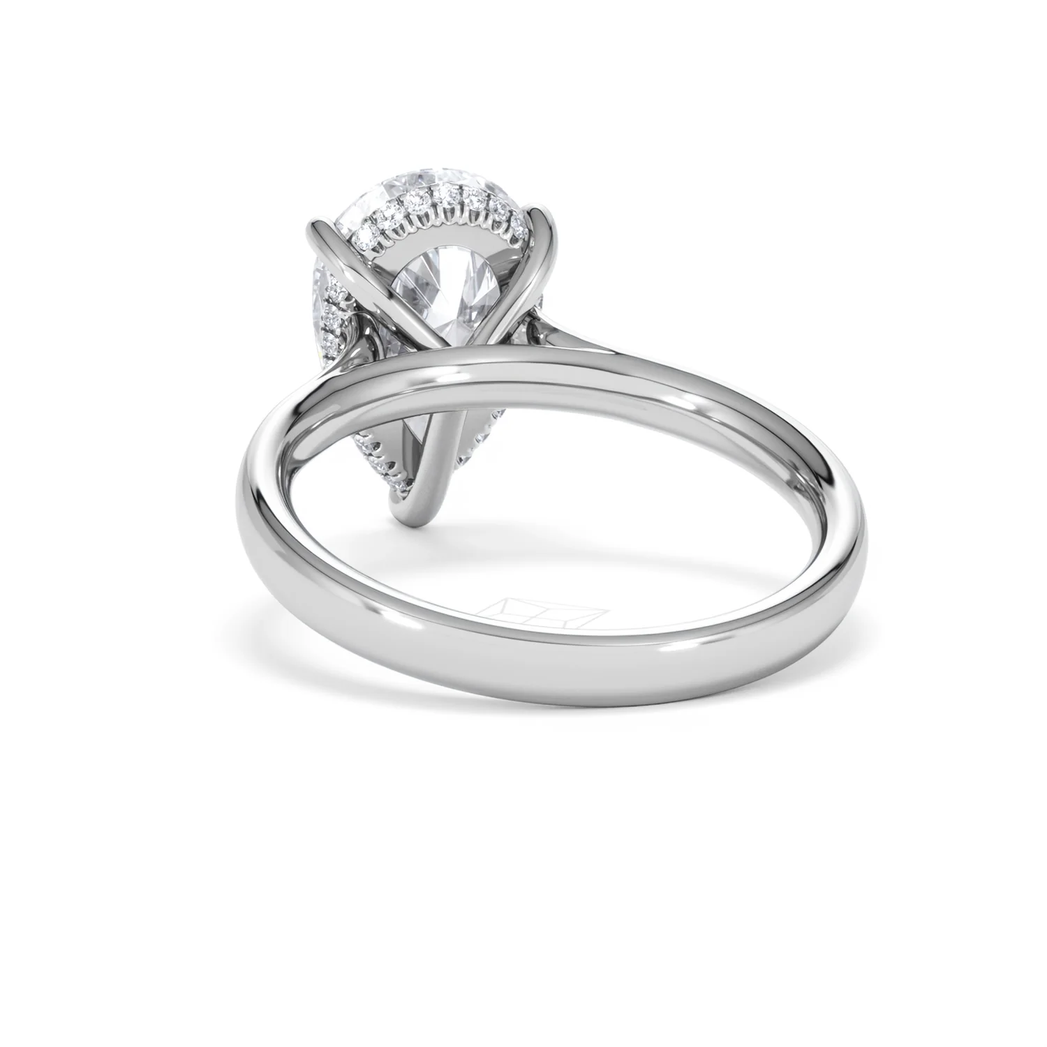 Amora Pear 3.11ct Hidden Halo Lab Diamond Engagement Ring G/VS Set in 18K White Gold - Image 52