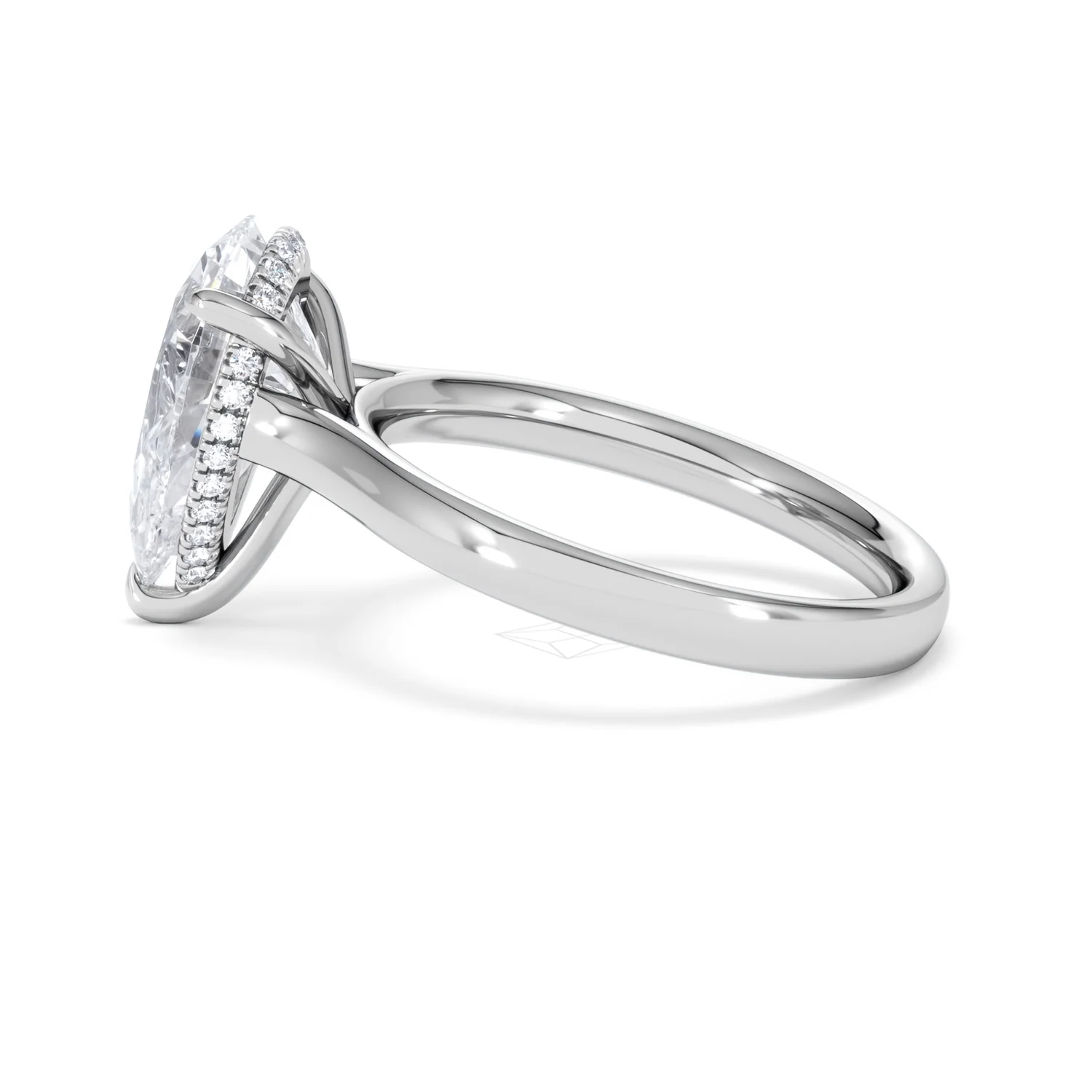 Amora Pear 3.11ct Hidden Halo Lab Diamond Engagement Ring G/VS Set in 18K White Gold - Image 66