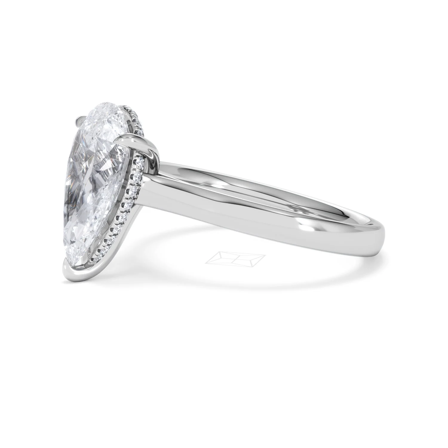 Amora Pear 3.11ct Hidden Halo Lab Diamond Engagement Ring G/VS Set in 18K White Gold - Image 74
