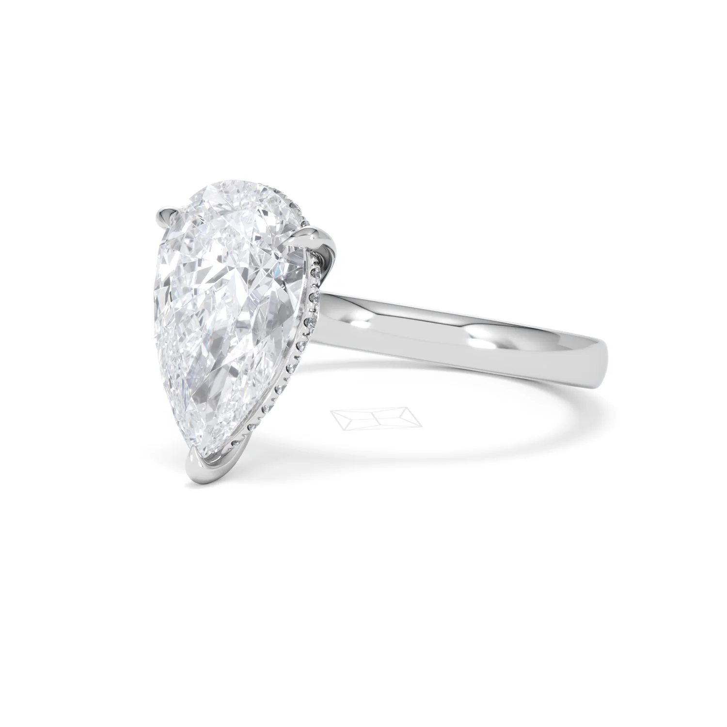 Amora Pear 3.11ct Hidden Halo Lab Diamond Engagement Ring G/VS Set in 18K White Gold - Image 80