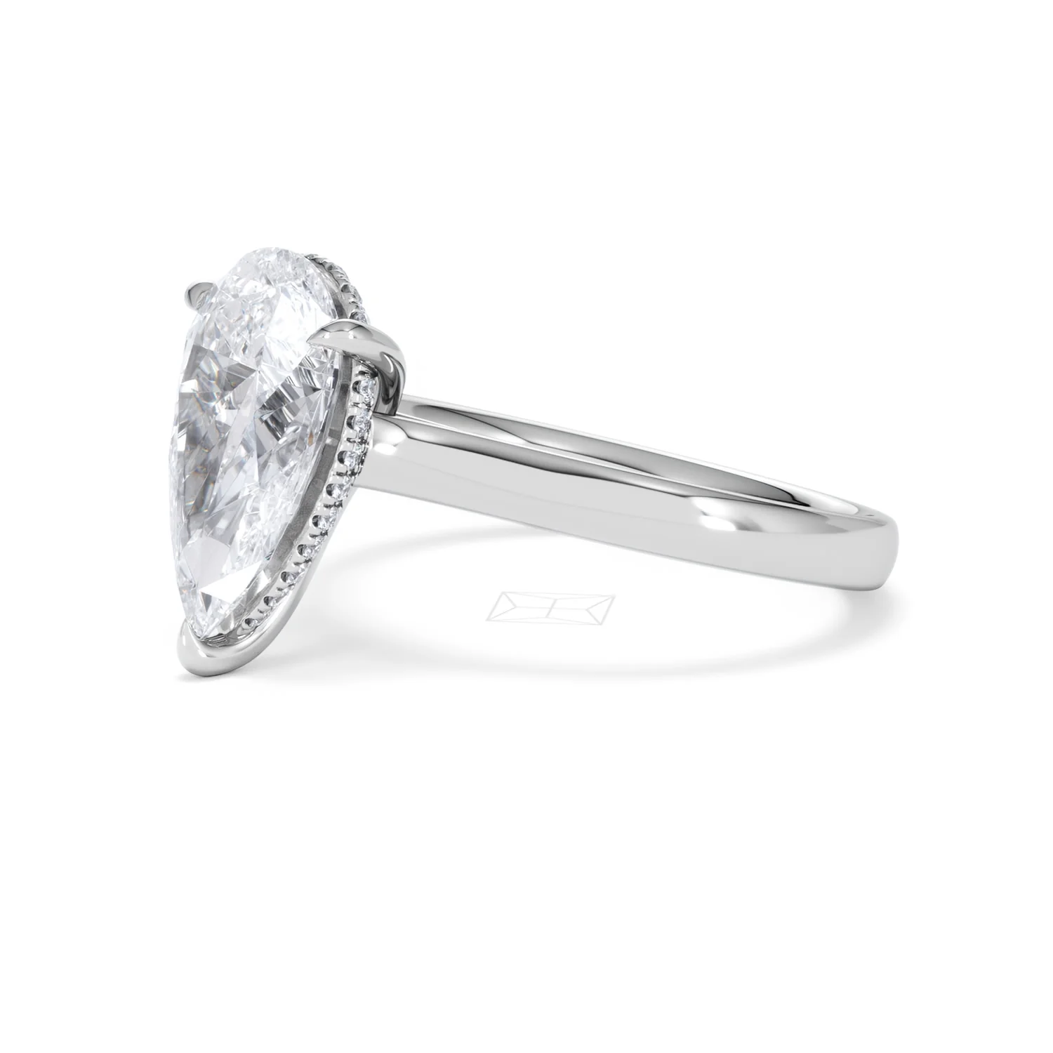 Amora Pear 3.11ct Hidden Halo Lab Diamond Engagement Ring G/VS Set in Platinum - Image 76