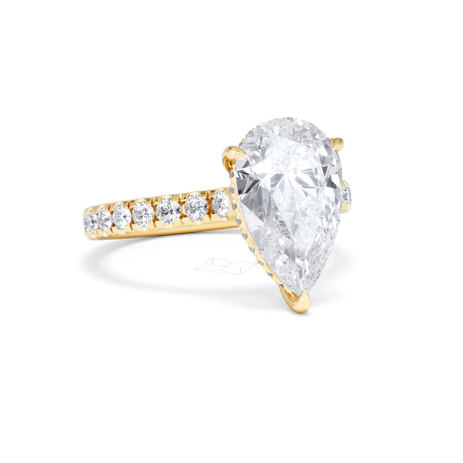 Amora Pear 3.36ct Hidden Halo Lab Diamond Engagement Ring With Side Stones Set in 18K Gold - Image 14