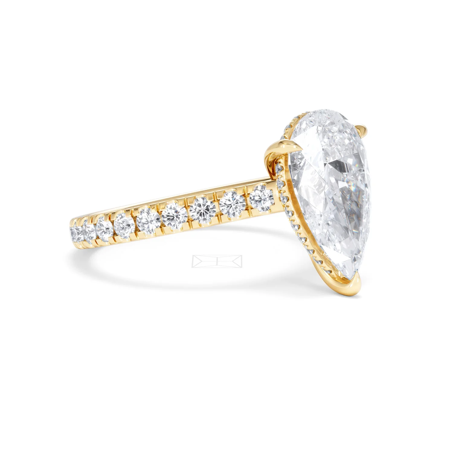 Amora Pear 3.36ct Hidden Halo Lab Diamond Engagement Ring With Side Stones Set in 18K Gold - Image 19