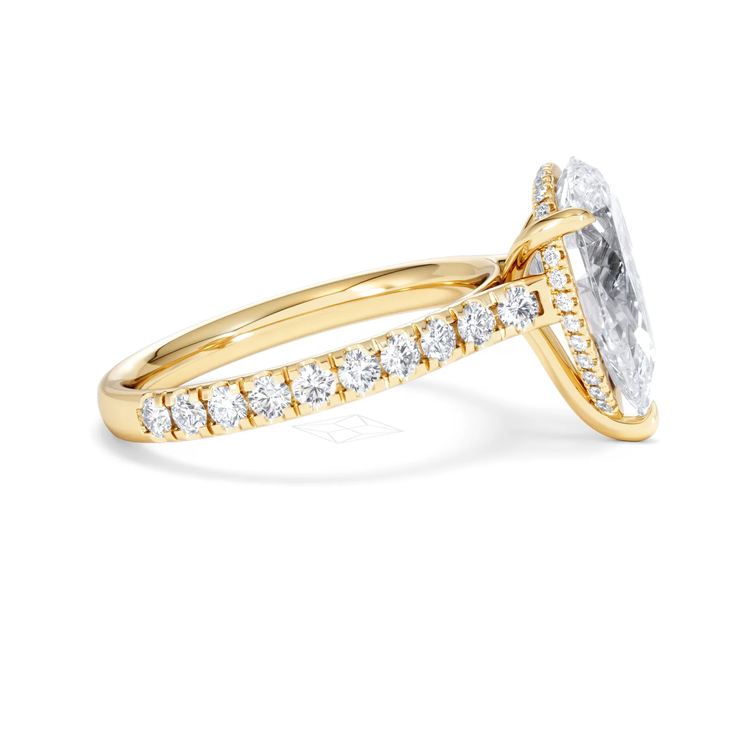 Amora Pear 3.36ct Hidden Halo Lab Diamond Engagement Ring With Side Stones Set in 18K Gold - Image 27
