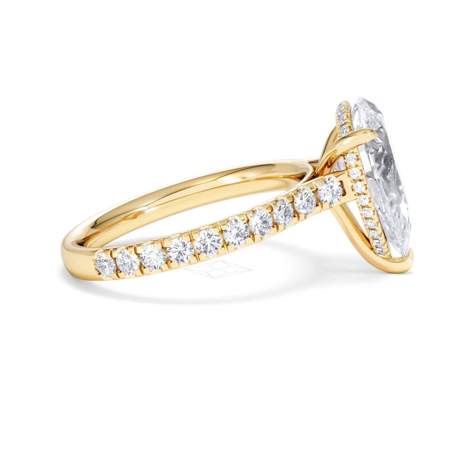 Amora Pear 3.36ct Hidden Halo Lab Diamond Engagement Ring With Side Stones Set in 18K Gold - Image 28