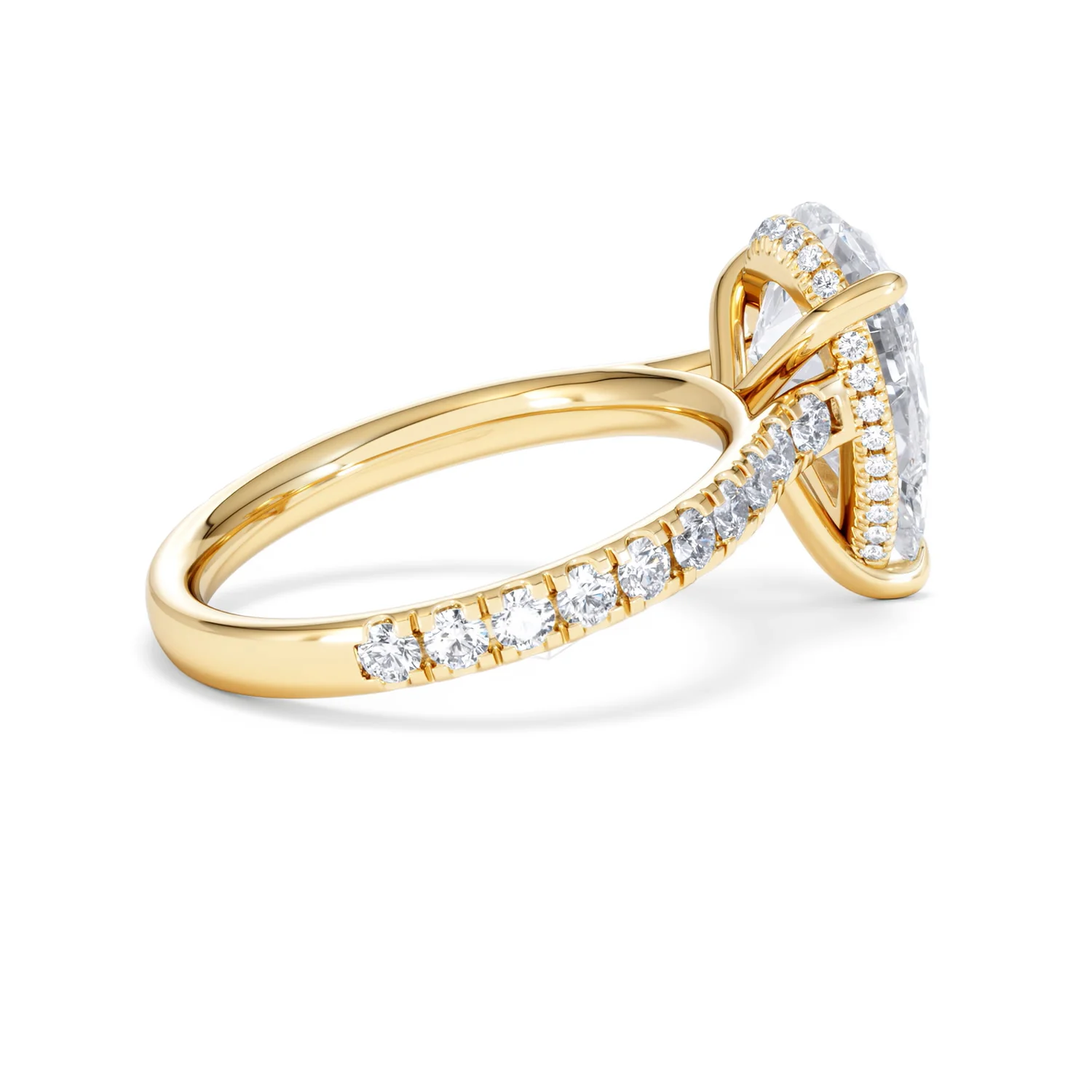 Amora Pear 3.36ct Hidden Halo Lab Diamond Engagement Ring With Side Stones Set in 18K Gold - Image 34