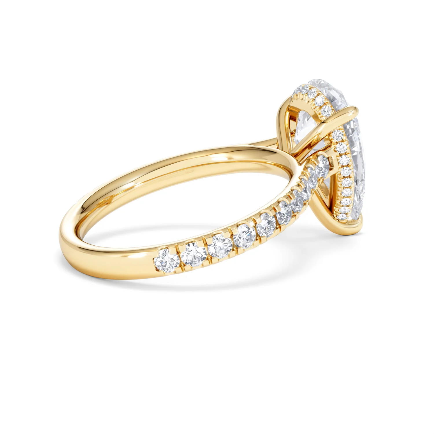 Amora Pear 3.36ct Hidden Halo Lab Diamond Engagement Ring With Side Stones Set in 18K Gold - Image 35