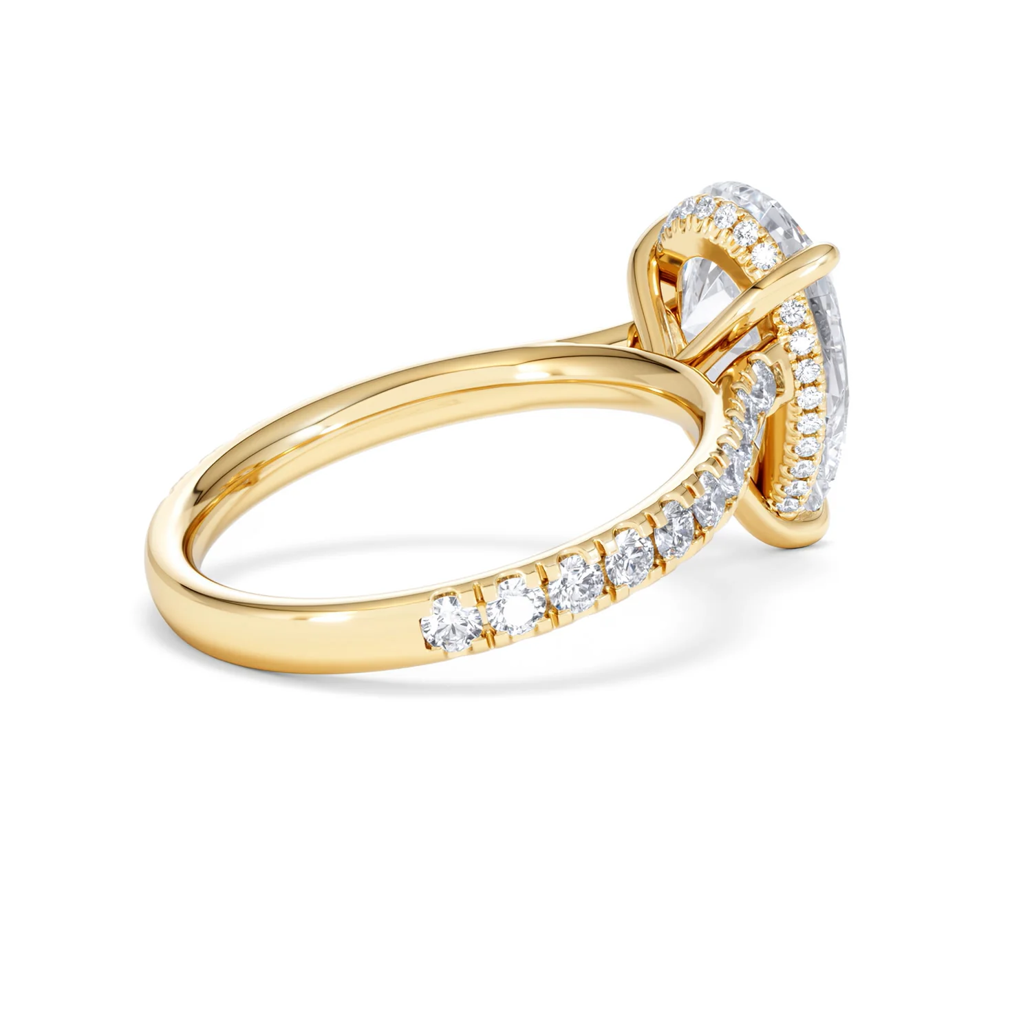 Amora Pear 3.36ct Hidden Halo Lab Diamond Engagement Ring With Side Stones Set in 18K Gold - Image 37