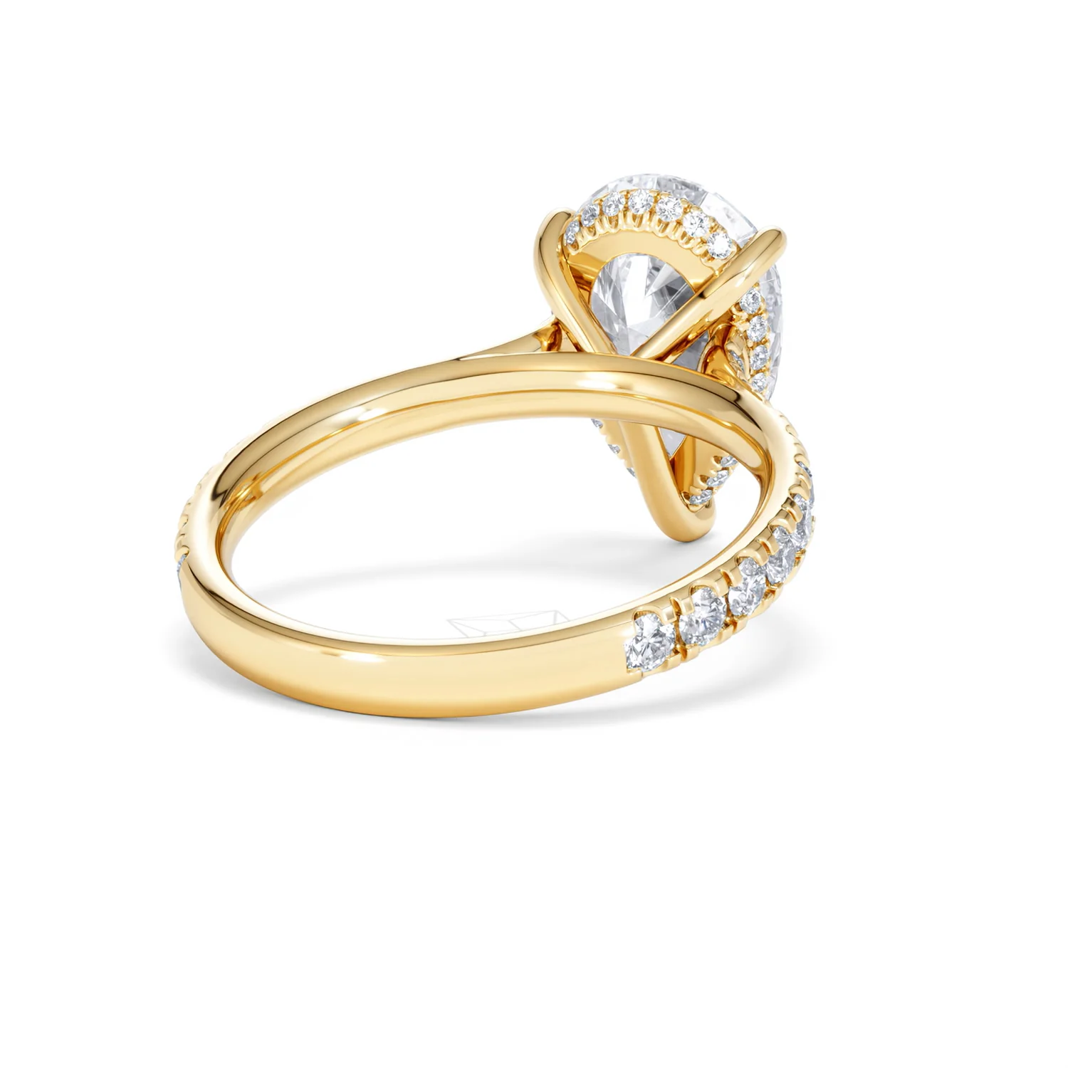 Amora Pear 3.36ct Hidden Halo Lab Diamond Engagement Ring With Side Stones Set in 18K Gold - Image 43