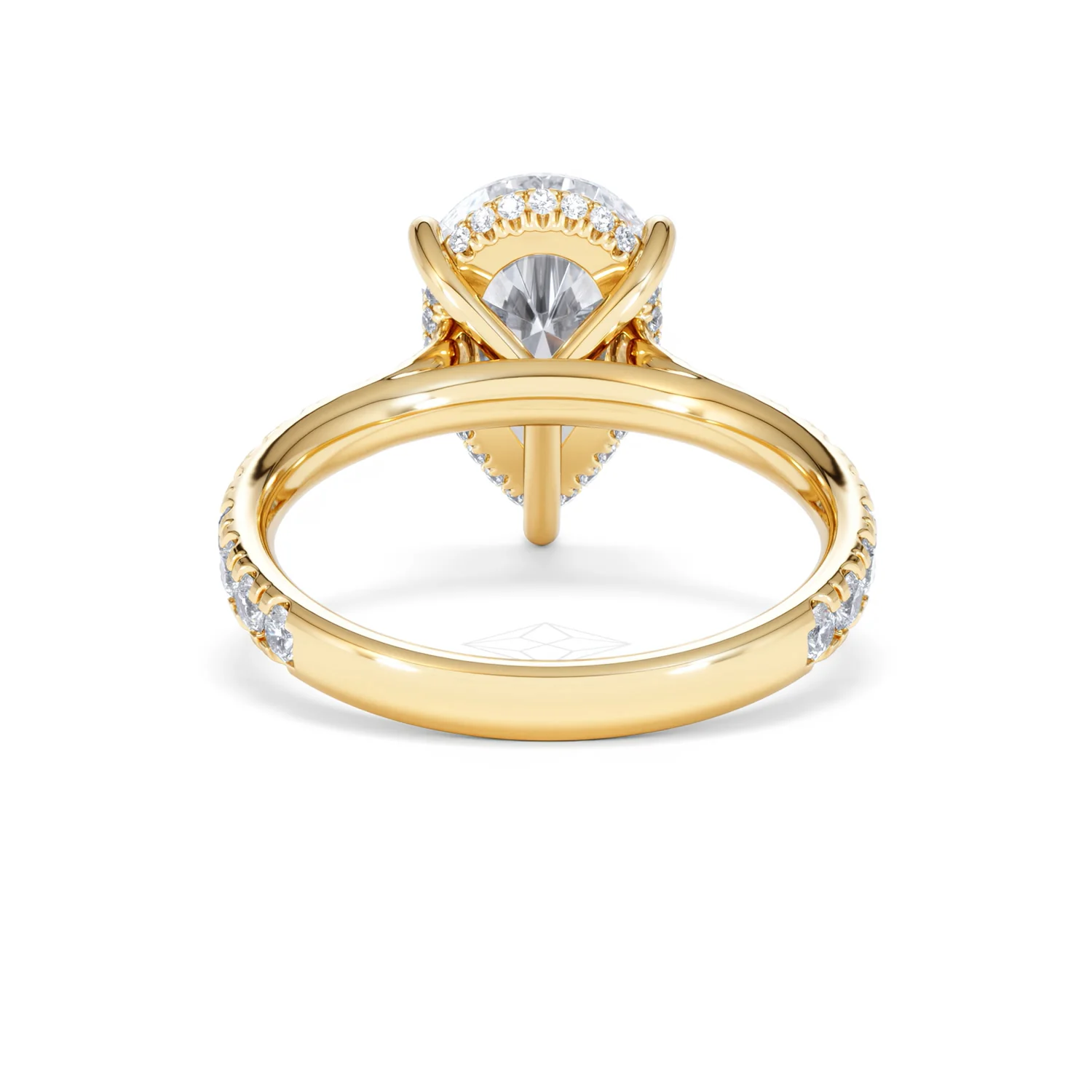 Amora Pear 3.36ct Hidden Halo Lab Diamond Engagement Ring With Side Stones Set in 18K Gold - Image 49