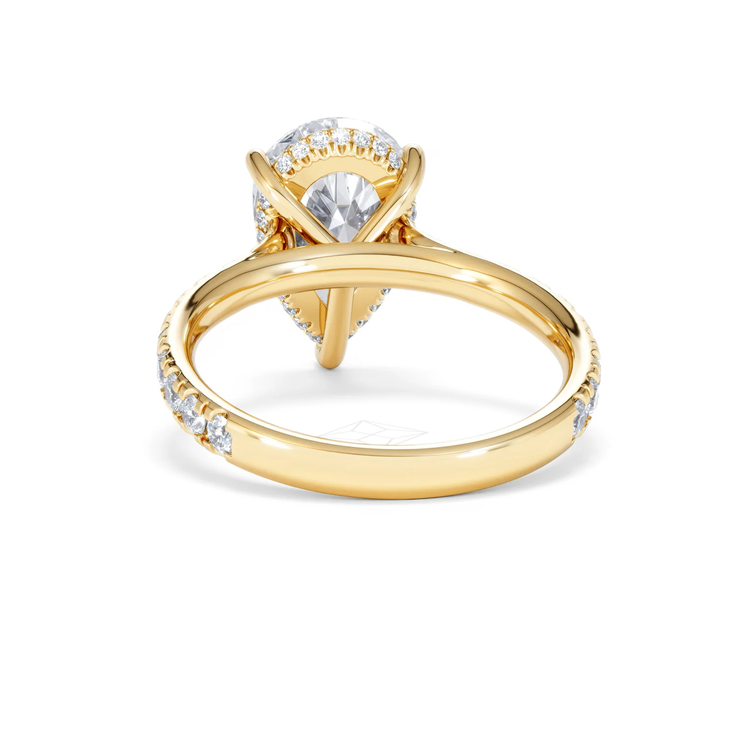 Amora Pear 3.36ct Hidden Halo Lab Diamond Engagement Ring With Side Stones Set in 18K Gold - Image 51