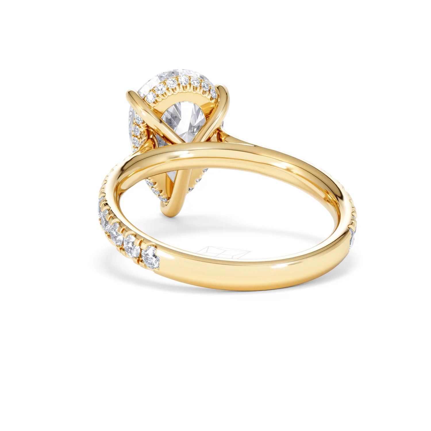 Amora Pear 3.36ct Hidden Halo Lab Diamond Engagement Ring With Side Stones Set in 18K Gold - Image 53