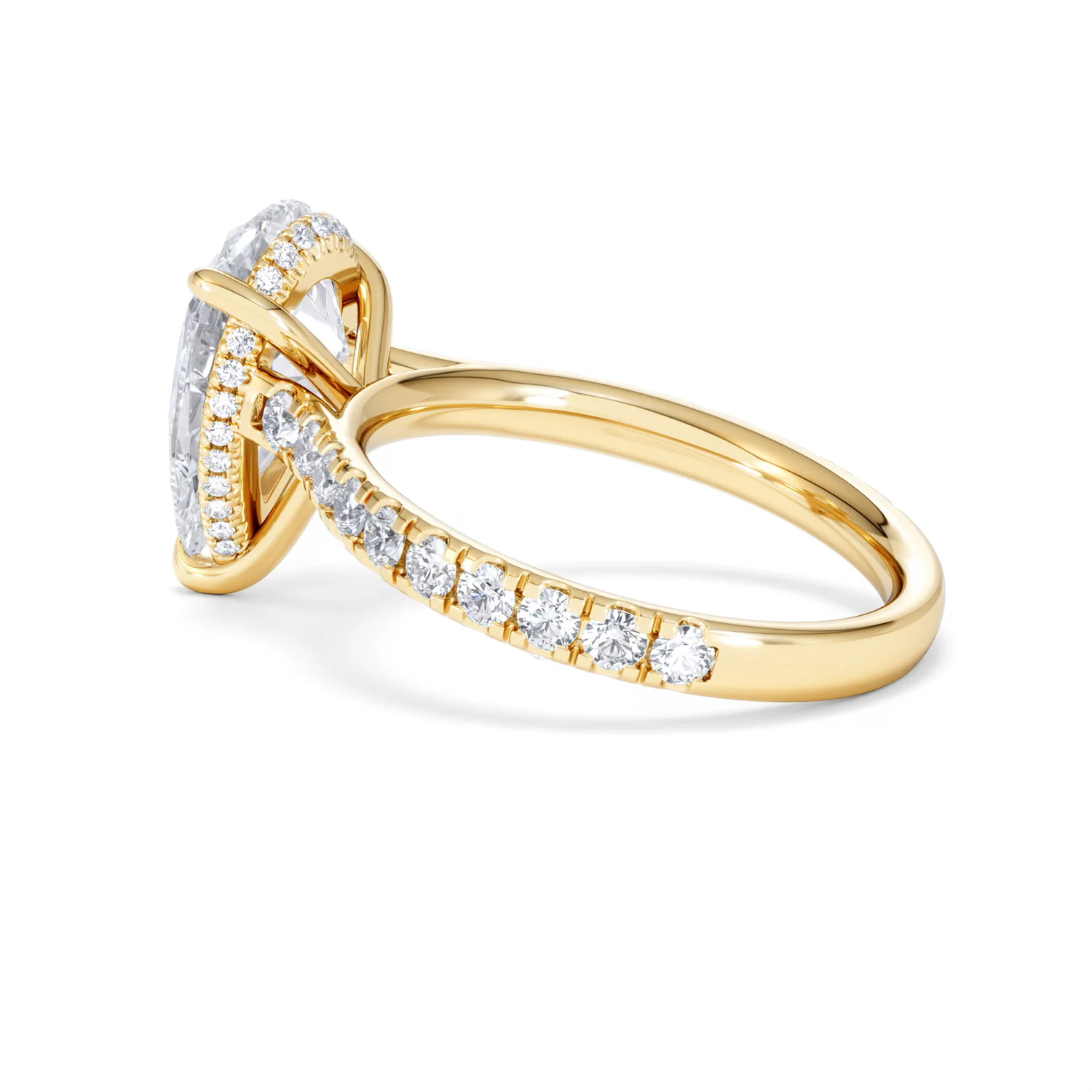 Amora Pear 3.36ct Hidden Halo Lab Diamond Engagement Ring With Side Stones Set in 18K Gold - Image 63