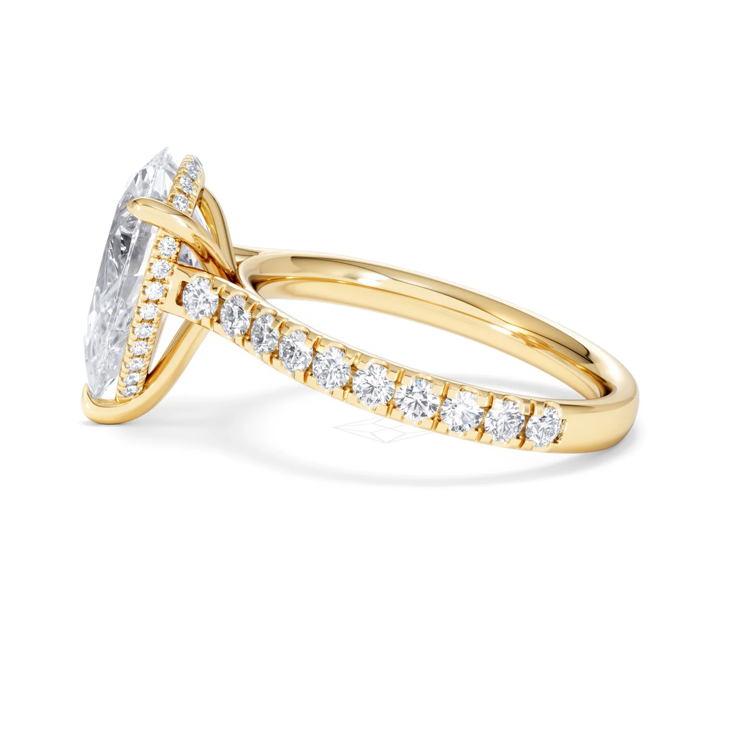 Amora Pear 3.36ct Hidden Halo Lab Diamond Engagement Ring With Side Stones Set in 18K Gold - Image 68