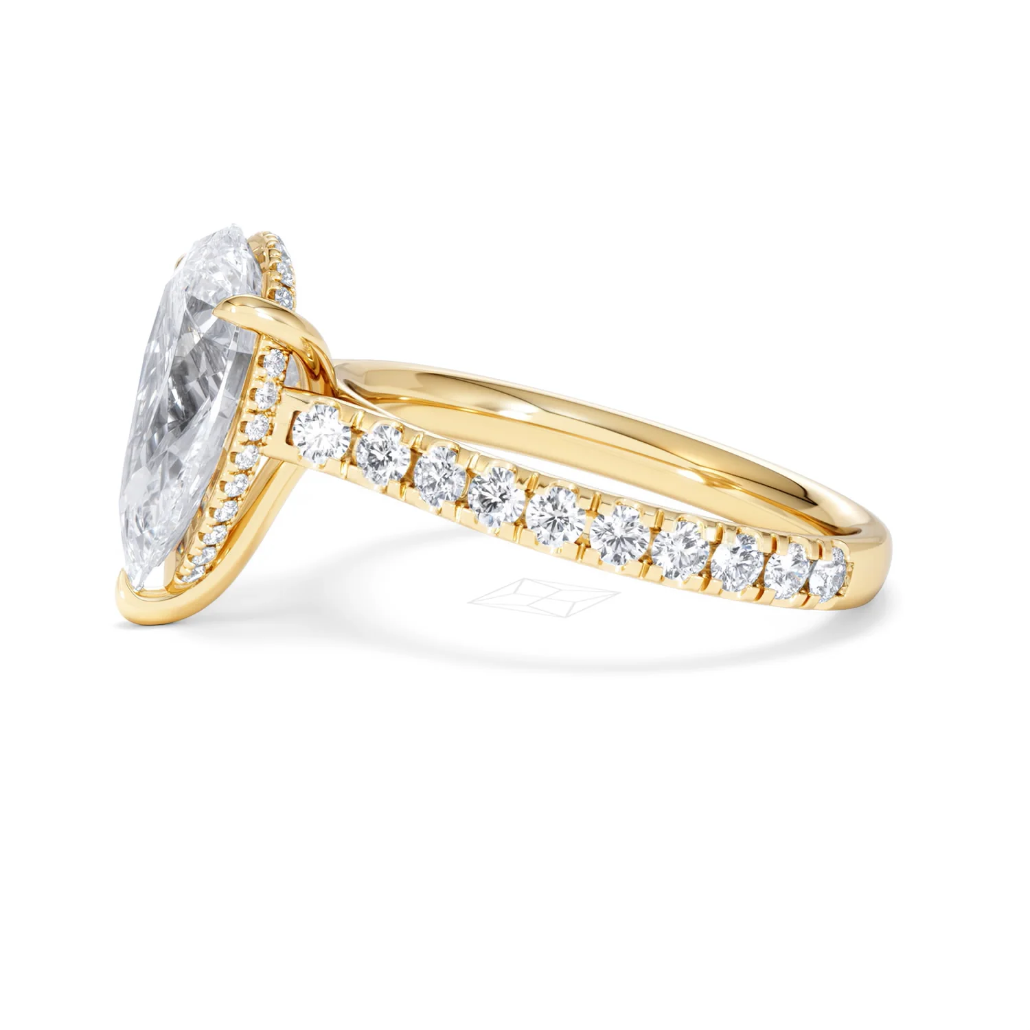 Amora Pear 3.36ct Hidden Halo Lab Diamond Engagement Ring With Side Stones Set in 18K Gold - Image 72