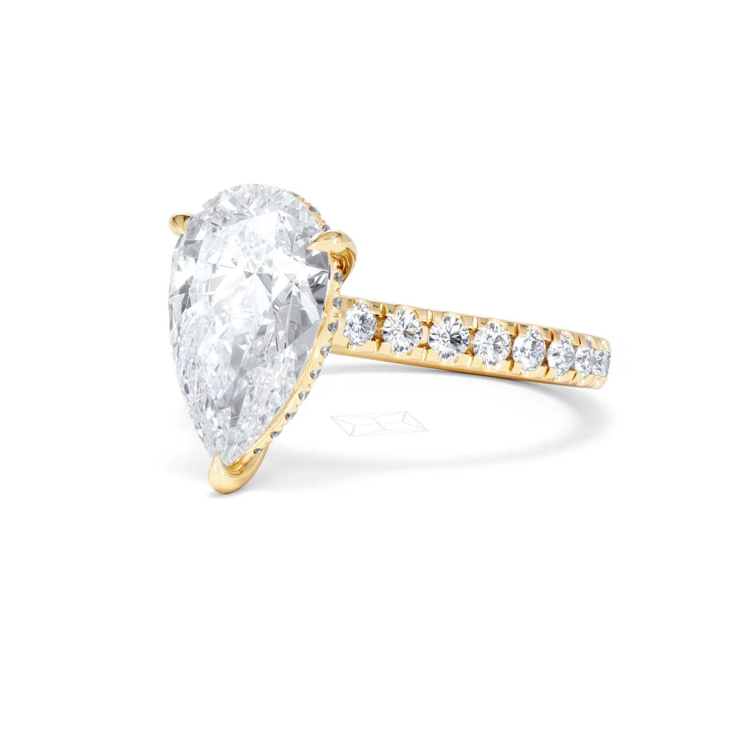 Amora Pear 3.36ct Hidden Halo Lab Diamond Engagement Ring With Side Stones Set in 18K Gold - Image 82