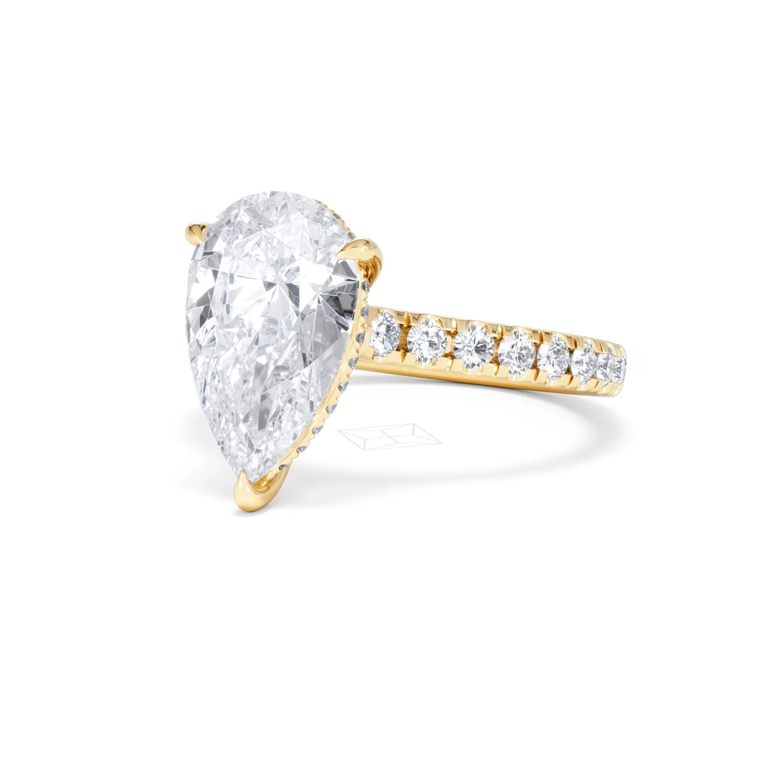 Amora Pear 3.36ct Hidden Halo Lab Diamond Engagement Ring With Side Stones Set in 18K Gold - Image 83