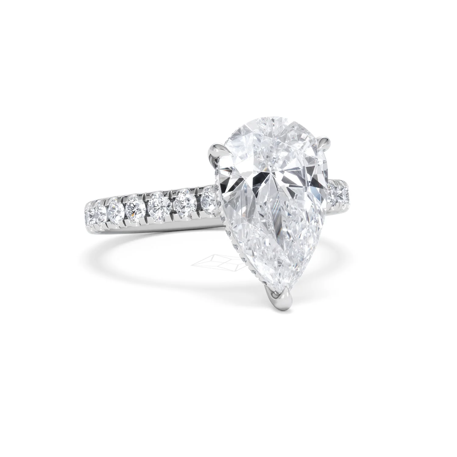 Amora Pear 3.36ct Hidden Halo Lab Diamond Engagement Ring With Side Stones Set in 18K Platinum - Image 12